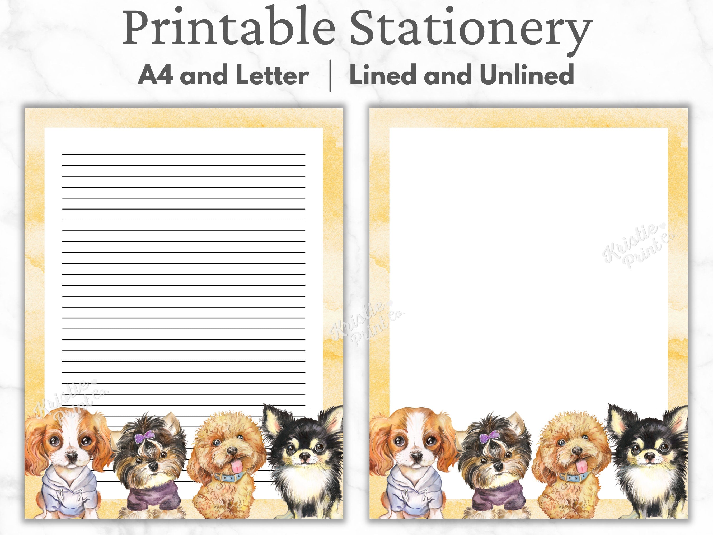 Dog Stationery Puppy Stationary Animal Stationery Printable Stationery Writing Paper Digital Cute Lined Paper Unlined Notes Pages Graphic Tee – Bold Style · Top Pick For Any Outfit