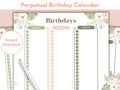 Birthday Tracker Printable Birthday List Birthday Planner Printable Boho Organizer Organizing Printables Birthday Log Perpetual Graphic Tee – Easygoing Wear · Great Gift For Fans