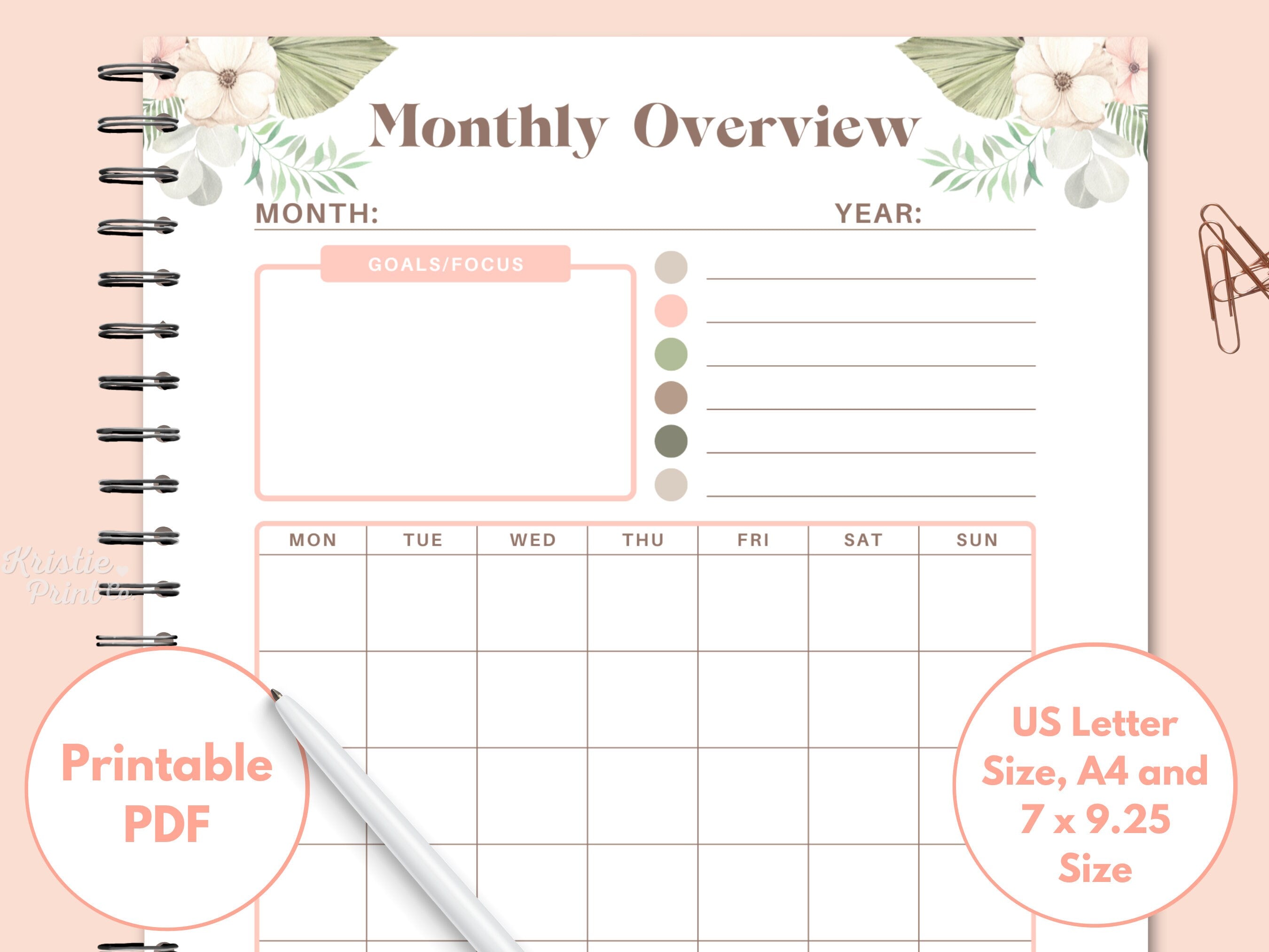 Monthly Overview Insert Month at a Glance Printable Boho Planner A5 Printable Planner Inserts Instant Download Month on One Page Graphic Tee – Cozy Vibes · Trending Graphic Apparel