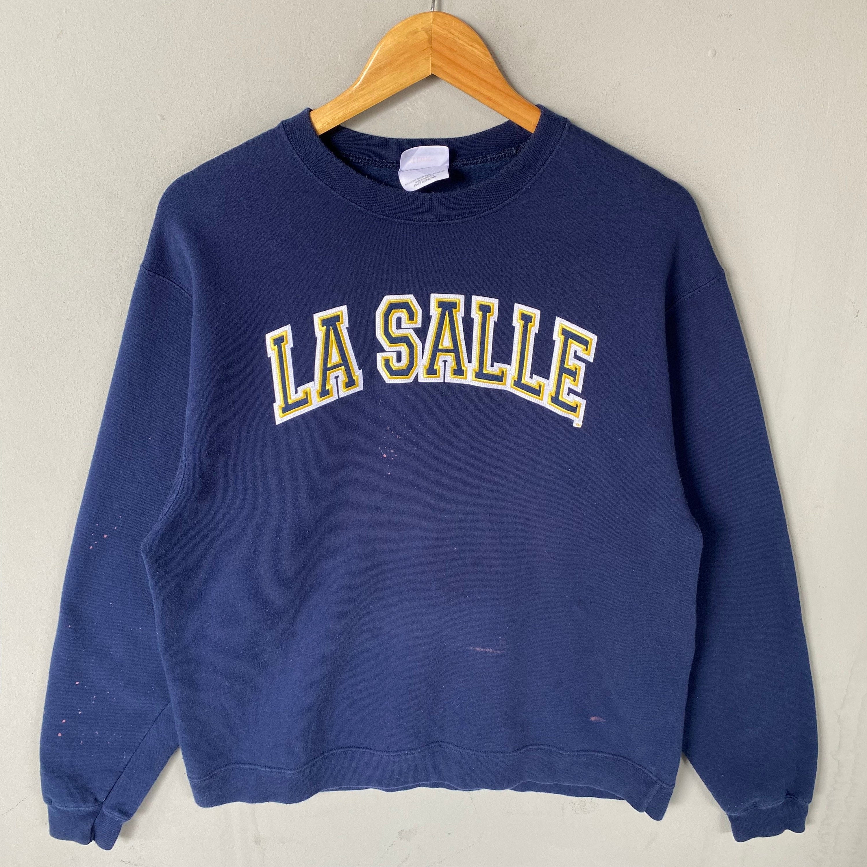 Vintage Hanes Tag La Salle Spellout Big Logo Embroided Sweatshirt Crewneck Pullover Sweater University Colour NavyBlue Size Medium Sweatshirt – Bold Style · Must-Have Style