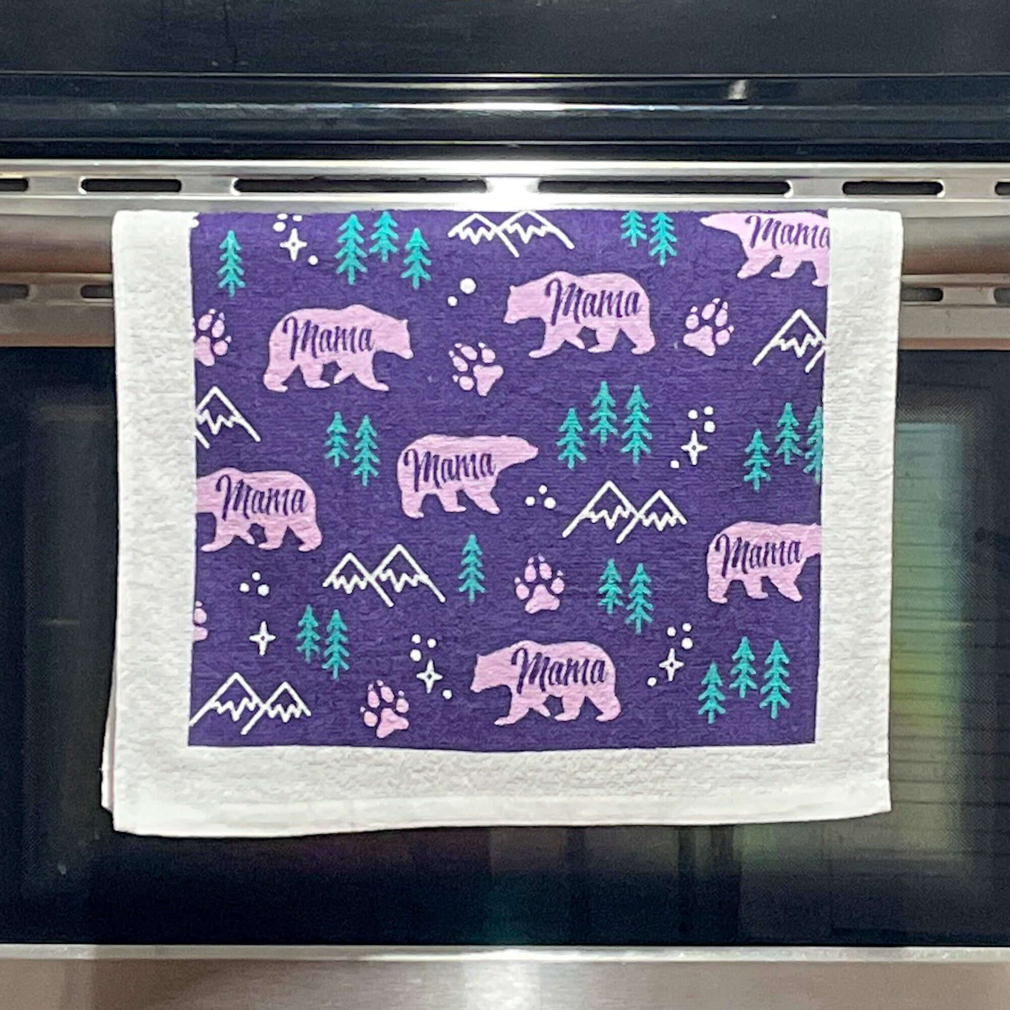 Mama Bear Tea Towels Funny Hand Towels Housewarming Gift Christmas Gift Hostess Gift Gifts For Mom Mountains Mama Gifts Graphic Tee – Aesthetic Look · Perfect For Daily Wear