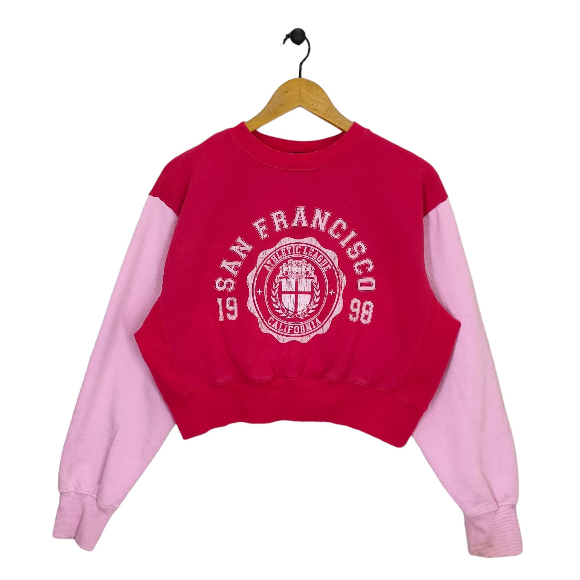San Francisco Cropped Sweatshirt Colorblock Medium Vintage California Athletic League Sweater Jumper Pullover Crewneck Red Pink Size M Sweatshirt – Feel-Good Design · Trending Graphic Apparel