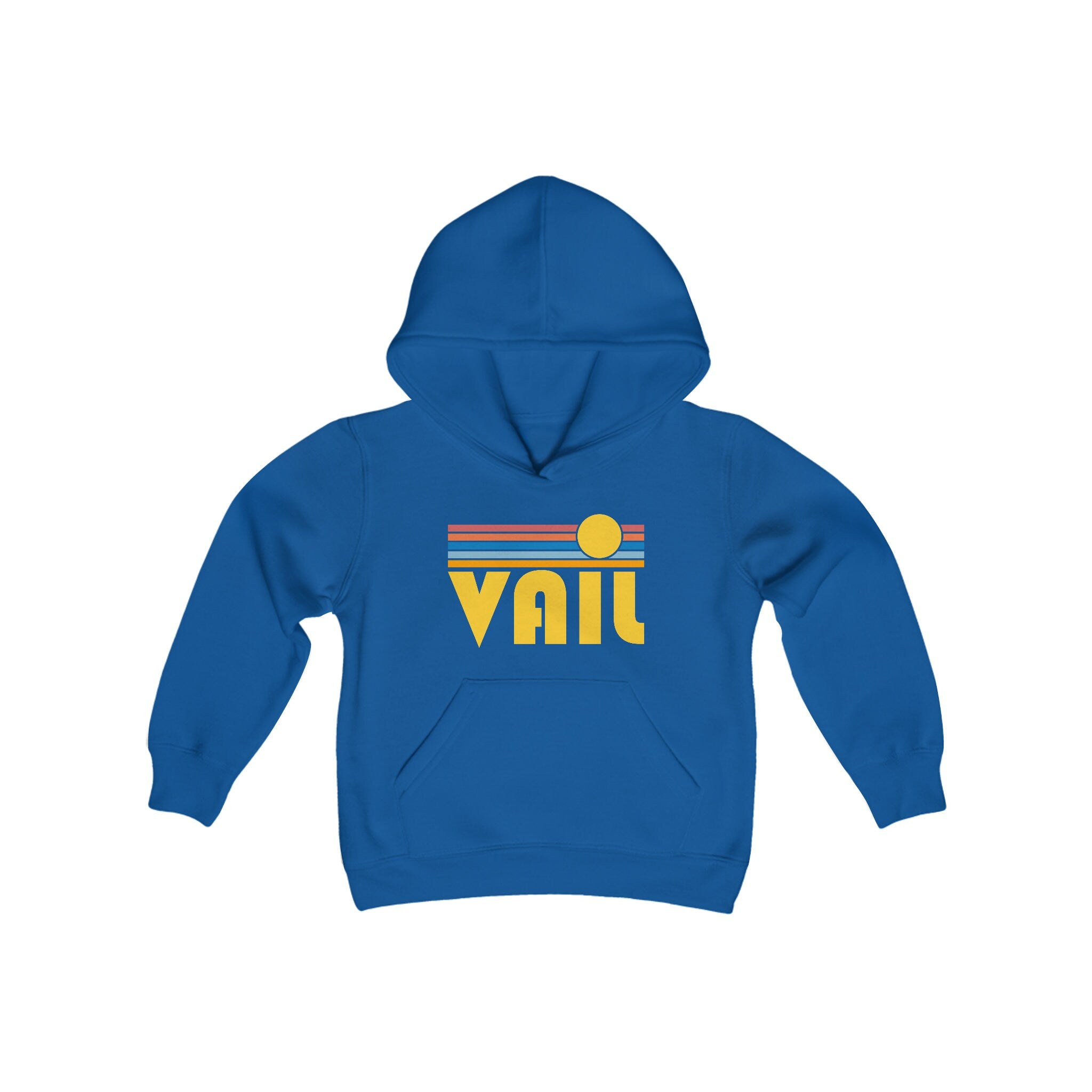 Vail Colorado Youth Hoodie Retro Sun Vail Youth Sweatshirt Personalization Available Hoodie – Aesthetic Look · Great Gift For Fans