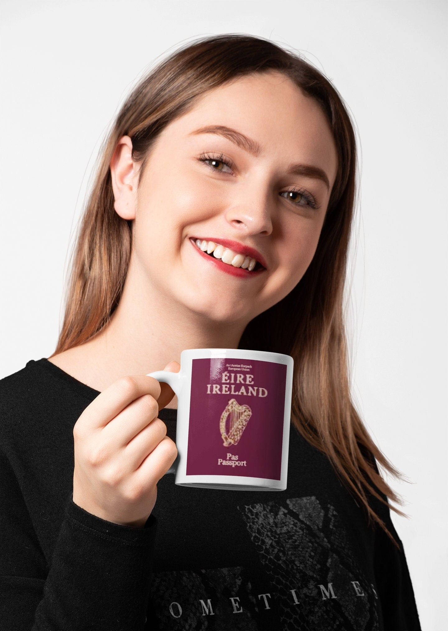 Irish Passport White glossy mug Graphic Tee – Aesthetic Look · Trending Graphic Apparel