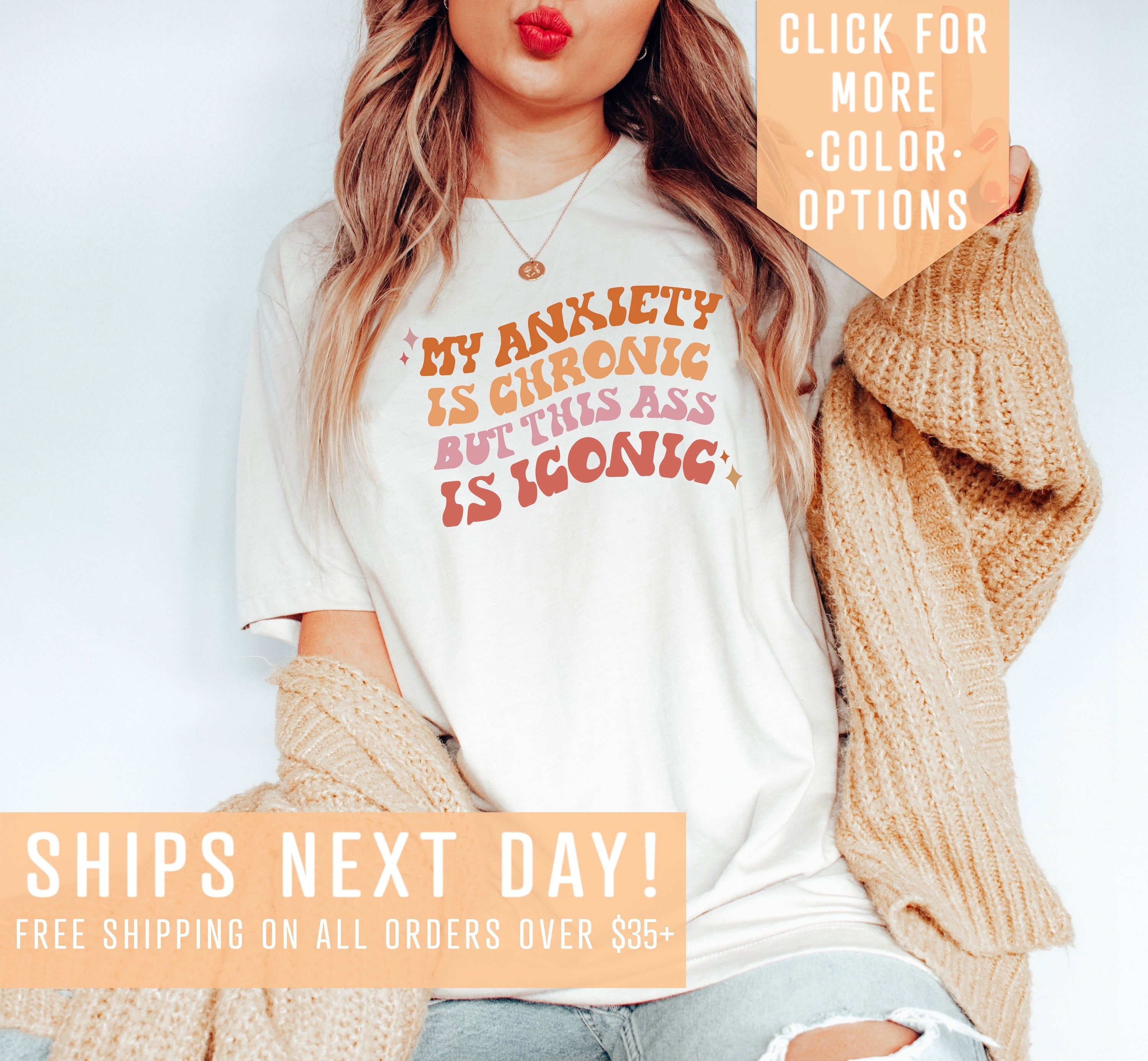 My Anxiety Is Chronic But This Ass Is Iconic Shirt Funny Anxiety SweatshirtMental Health ShirtFunny Neurodiversity ClothingInclusion Tee Sweatshirt – Aesthetic Look · Great Gift For Fans