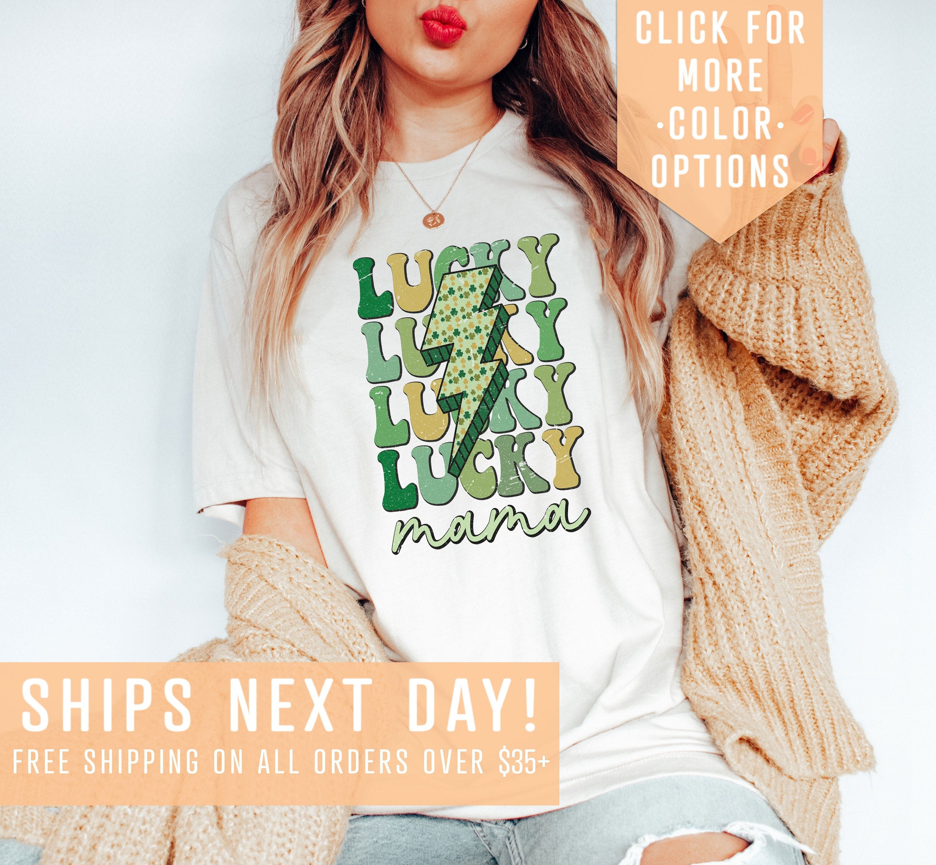 Lucky Mama Shirt Gift For St Patricks Day Lucky Charm Shirt Groovy Lucky T Shirt Luckiest Mommy Tee Irish Clover Clothing Gift For Mom Graphic Tee – Easygoing Wear · High-Quality Print
