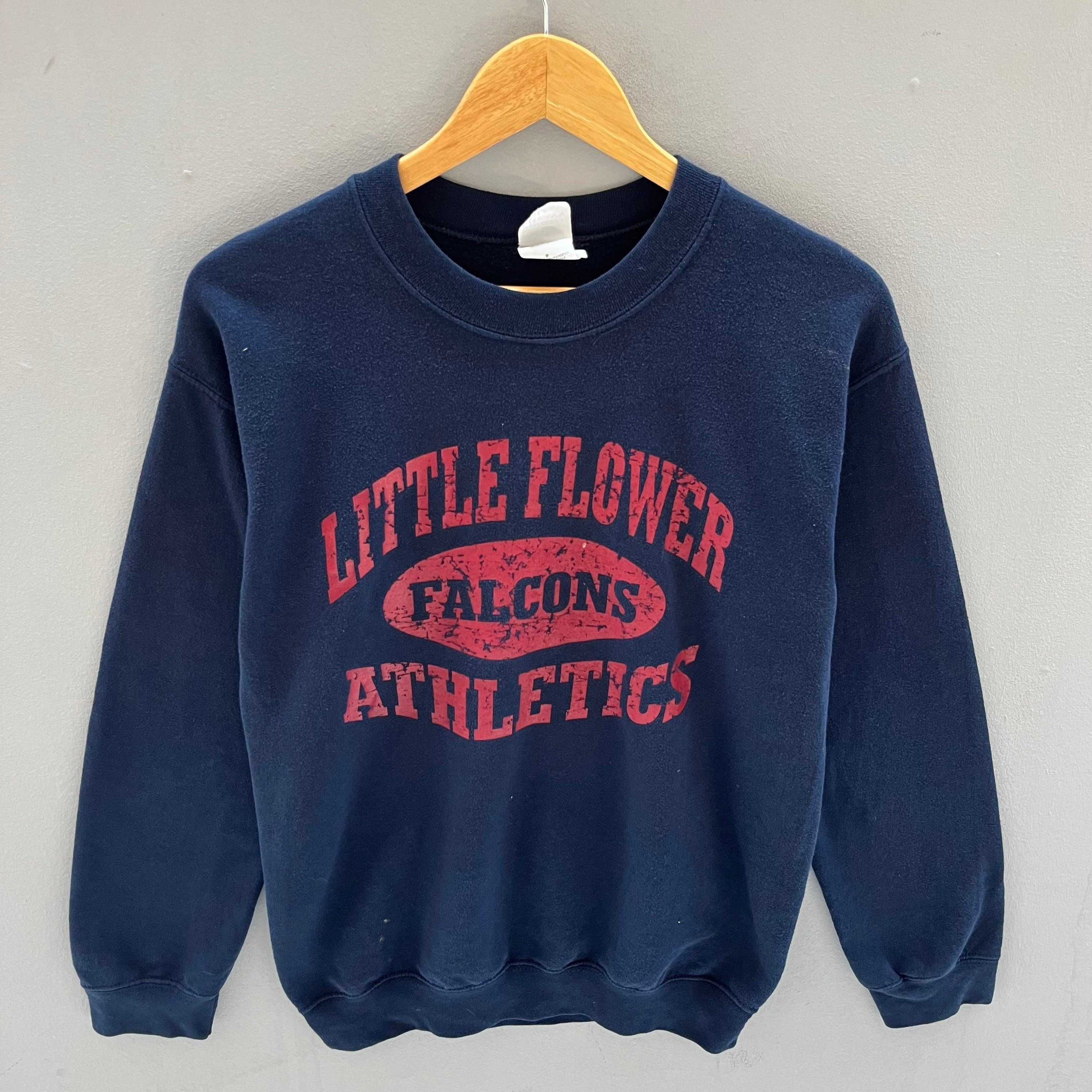 Vintage Gildan Tag Little Flower Falcon Athletic Spellout Big Logo Printed Sweatshirt Crewneck Pullover Sweater Colour NavyBlue Size Small Sweatshirt – Warm & Stylish · High-Quality Print