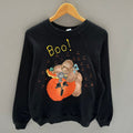 Vintage 90s Tultex Tag Pumpkin Bear Boo Halloween Big Logo Printed Colour Black Crewneck Pullover Sweater Halloween Size NA Graphic Tee – Bold Style · Must-Have Style