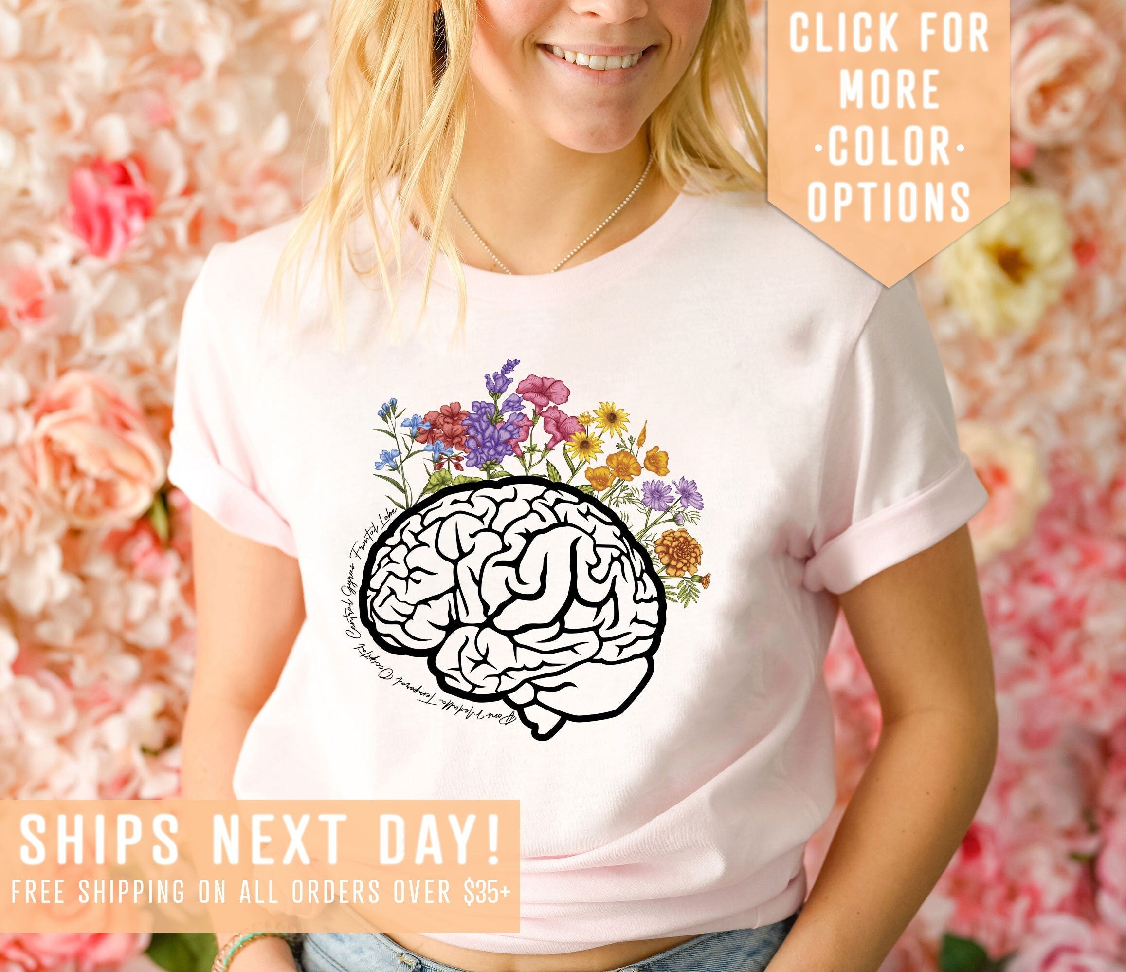 Wildflower Brain Anatomy Shirt Gift For Neurologist Floral Brain Shirt Anatomical Layout Brain T ShirtNeurology Clothign Graphic Tee – Fan Favorite · Must-Have Style