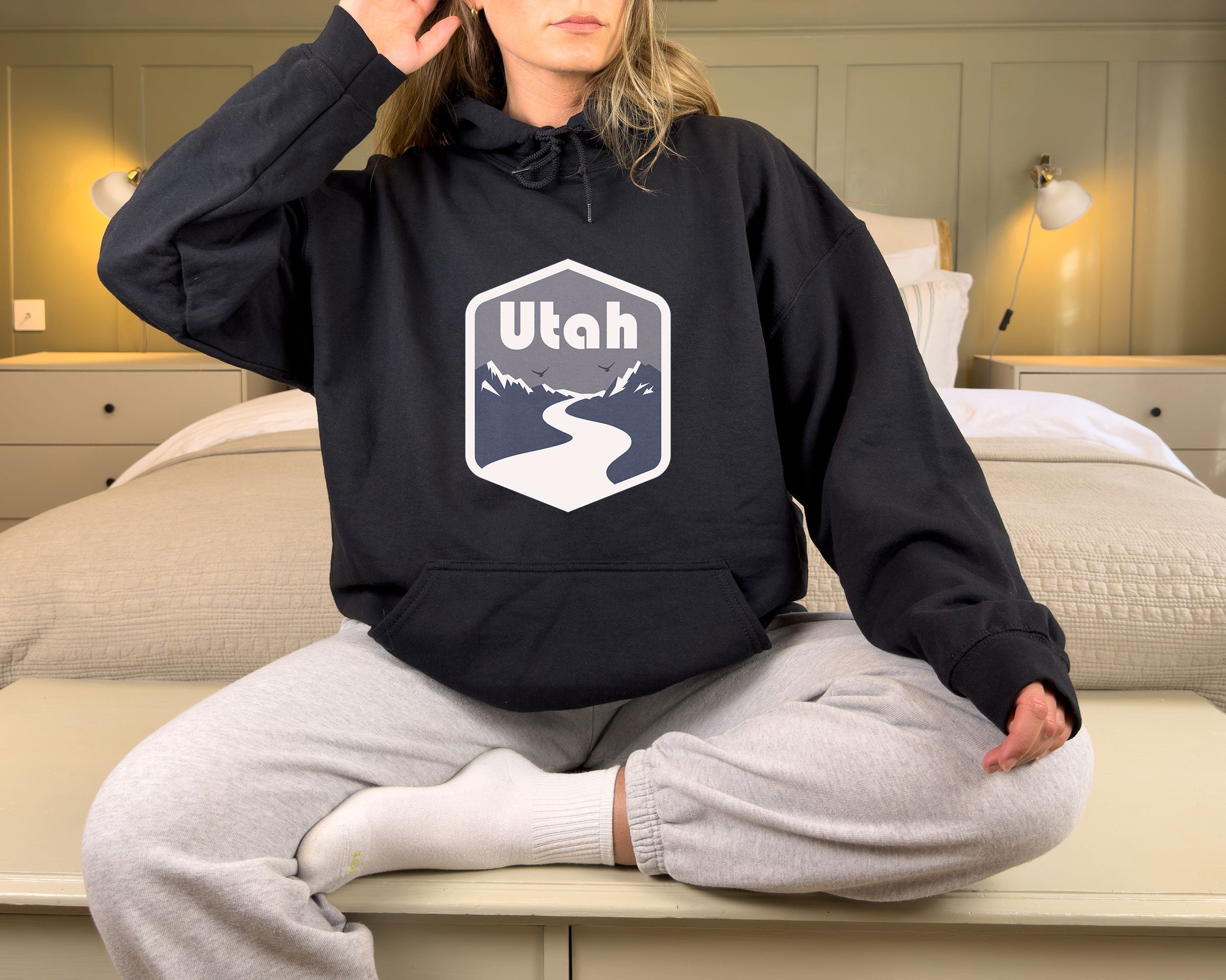 Utah Hoodie Unisex Mountain Road Utah Hooded Sweatshirt Personalization Available Hoodie – Soft Feel · Top Pick For Any Outfit