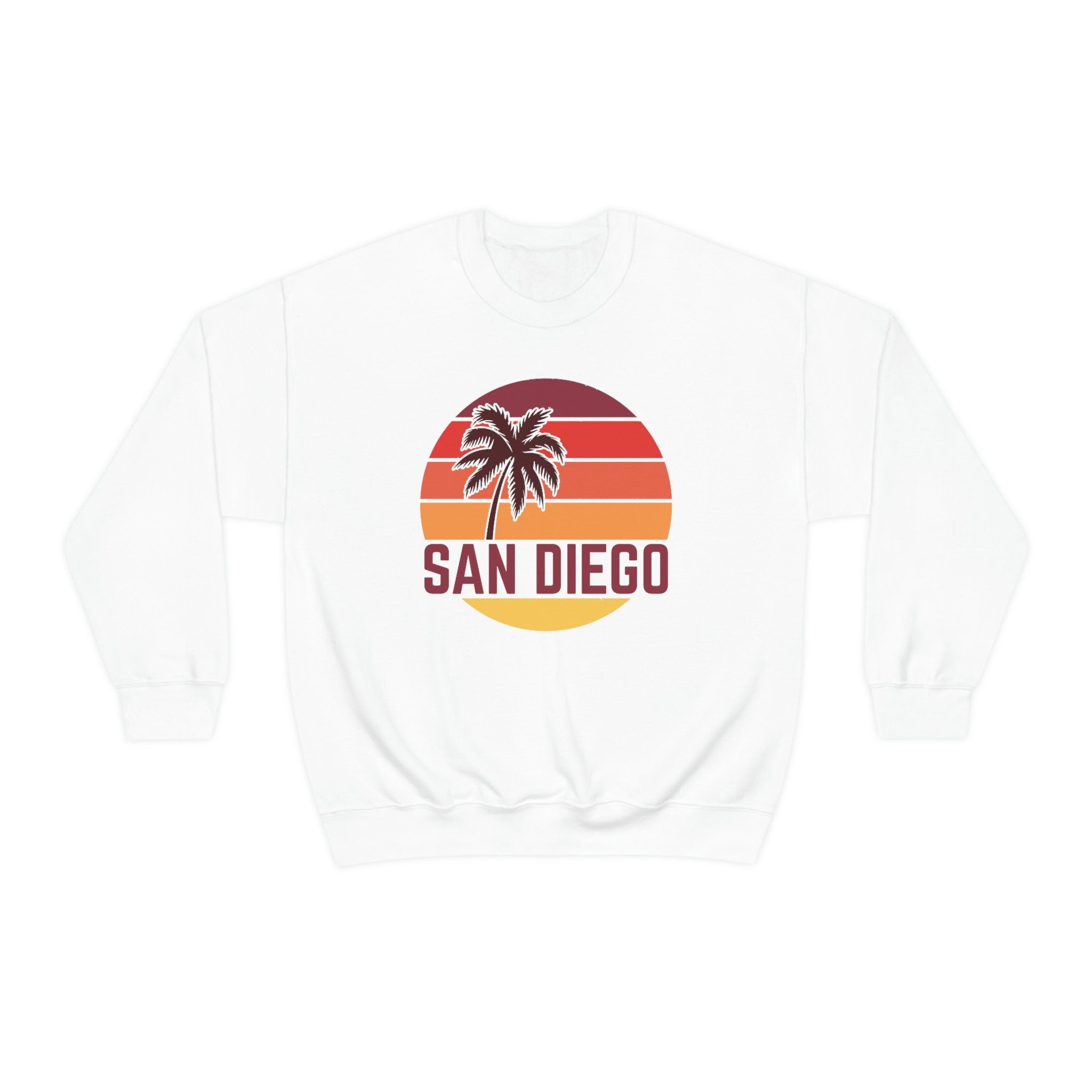 San Diego California Sweatshirt Unisex Retro Palm Tree Crewneck San Diego Sweatshirt Personalization Available Sweatshirt – Aesthetic Look · High-Quality Print