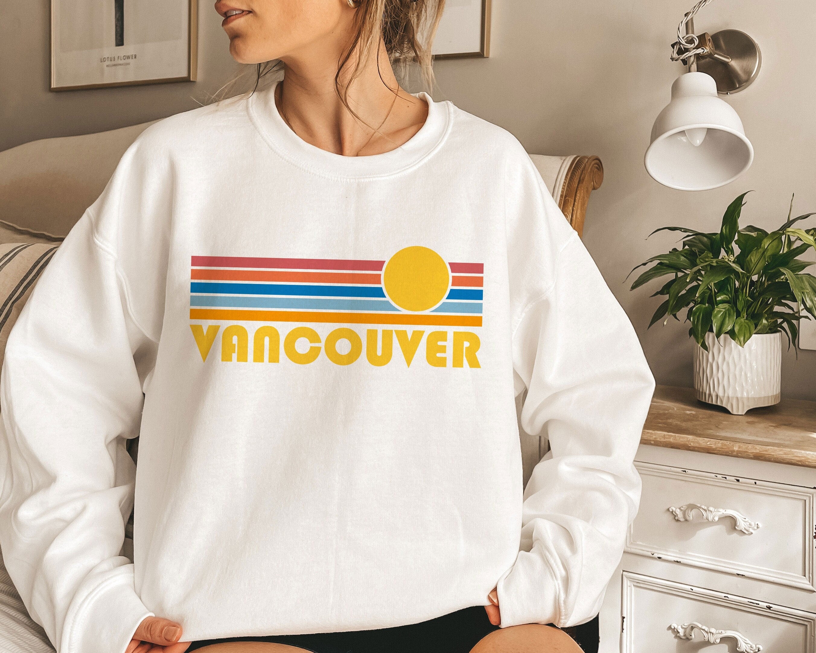 Vancouver Canada Sweatshirt Retro Sunrise Unisex Vancouver Sweatshirt Personalization Available Sweatshirt – Fan Favorite · Trending Graphic Apparel