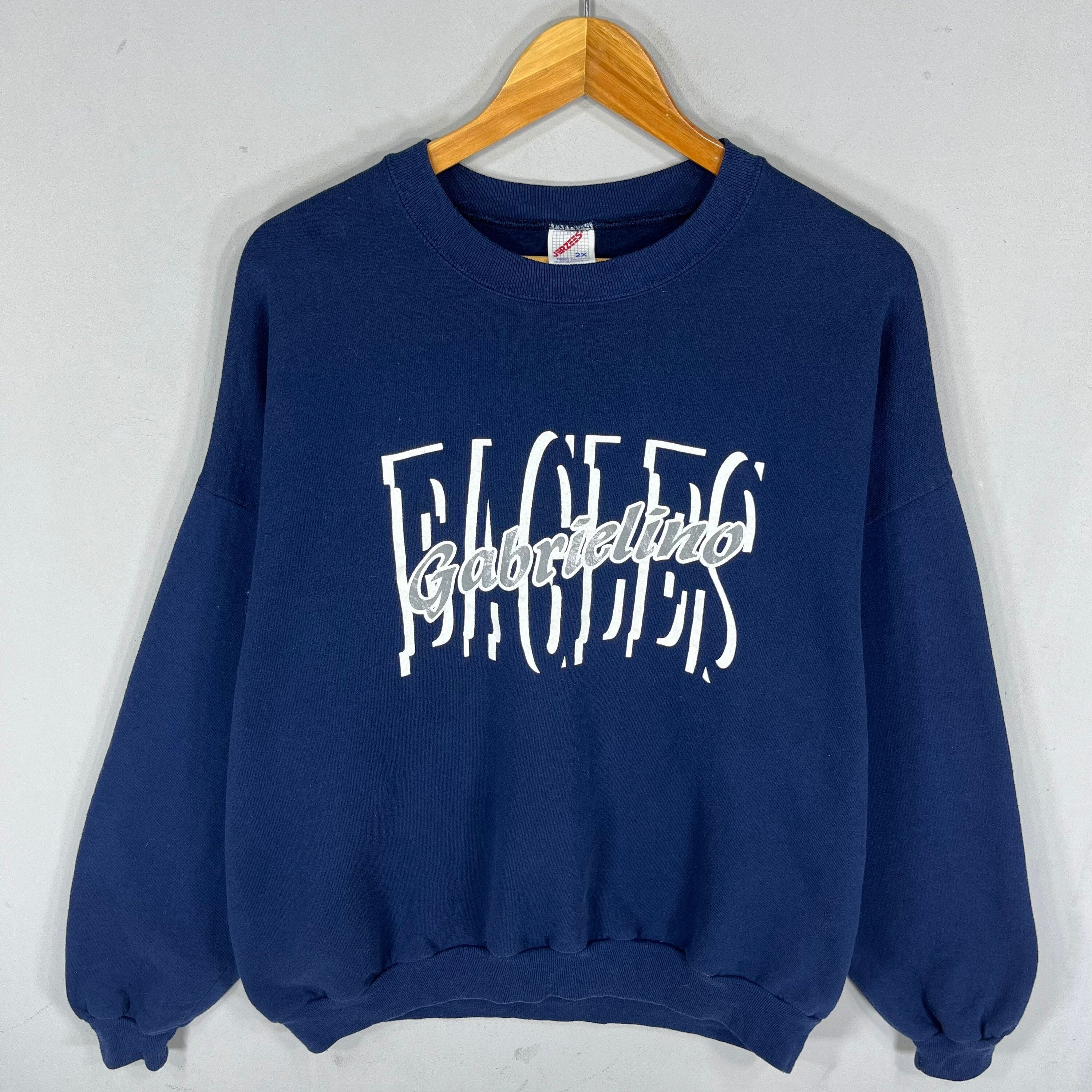 Vintage 90s Jerzees Tag Eagles Gabriellino Spellout Biglogo Printed Sweatshirt Crewneck Pullover Sweater Colour NavyBlue Size 2X Large Sweatshirt – Aesthetic Look · Must-Have Style