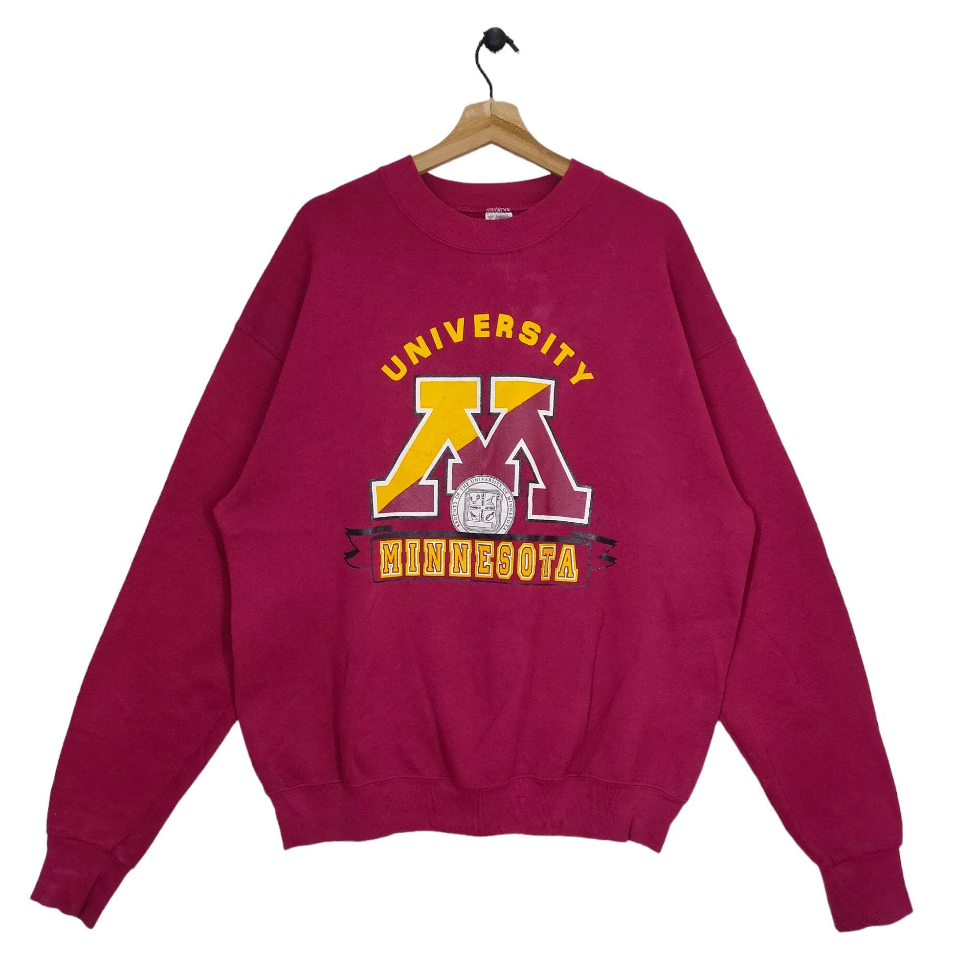 90s Minnesota Crewneck Sweatshirt Vintage Fruit of The Loom Sweater Jumper Pullover Baggy Maroon Womens Size XL Sweatshirt – Everyday Comfort · High-Quality Print