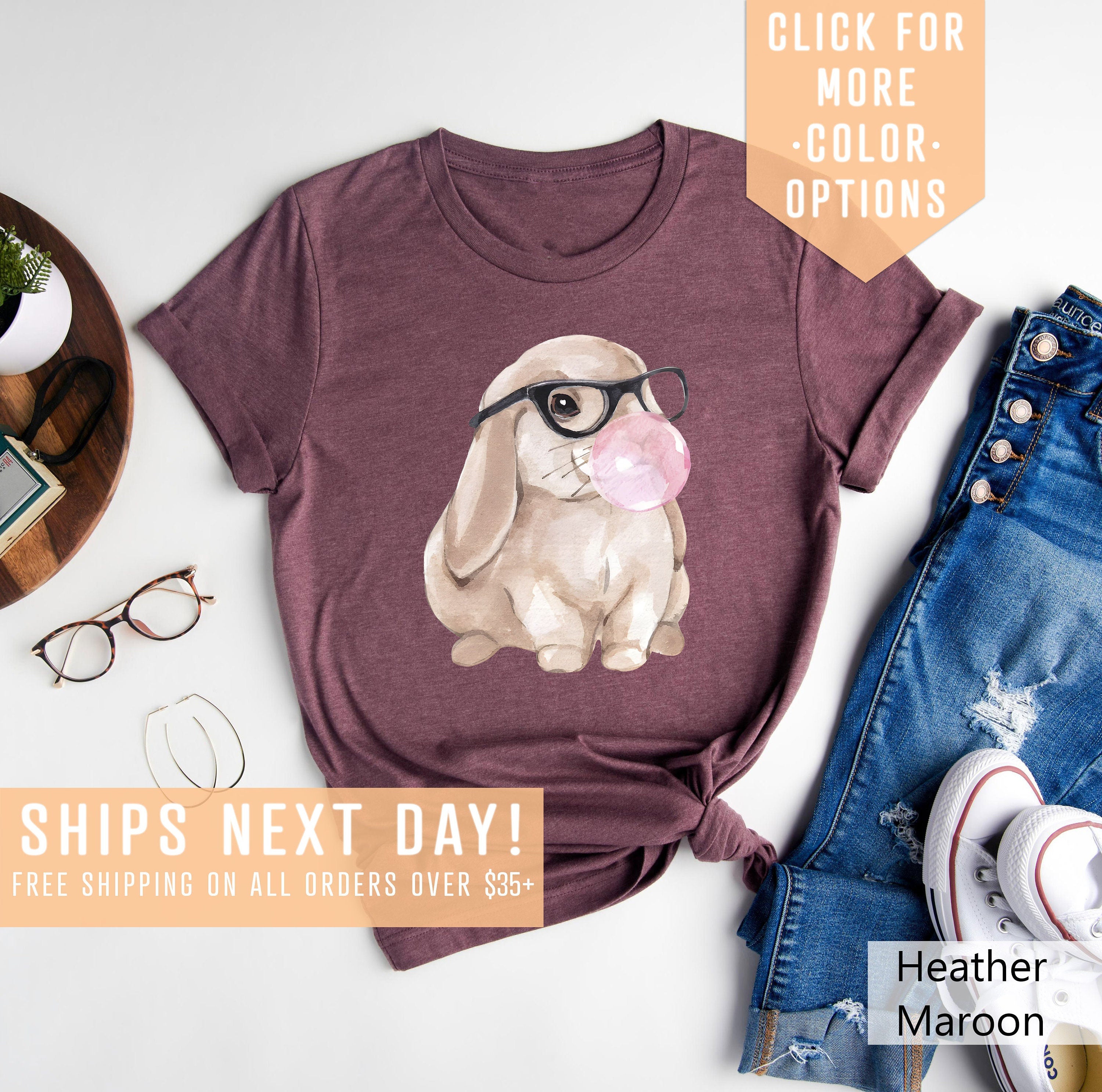 Cute Rabbit Shirt Gift For Easter Easter Family Shirt Kids Easter T Shirt Easter Girl Tee Bubble Gum Bunny Shirt Easter Egg Hunt Outfit Graphic Tee – Aesthetic Look · Must-Have Style