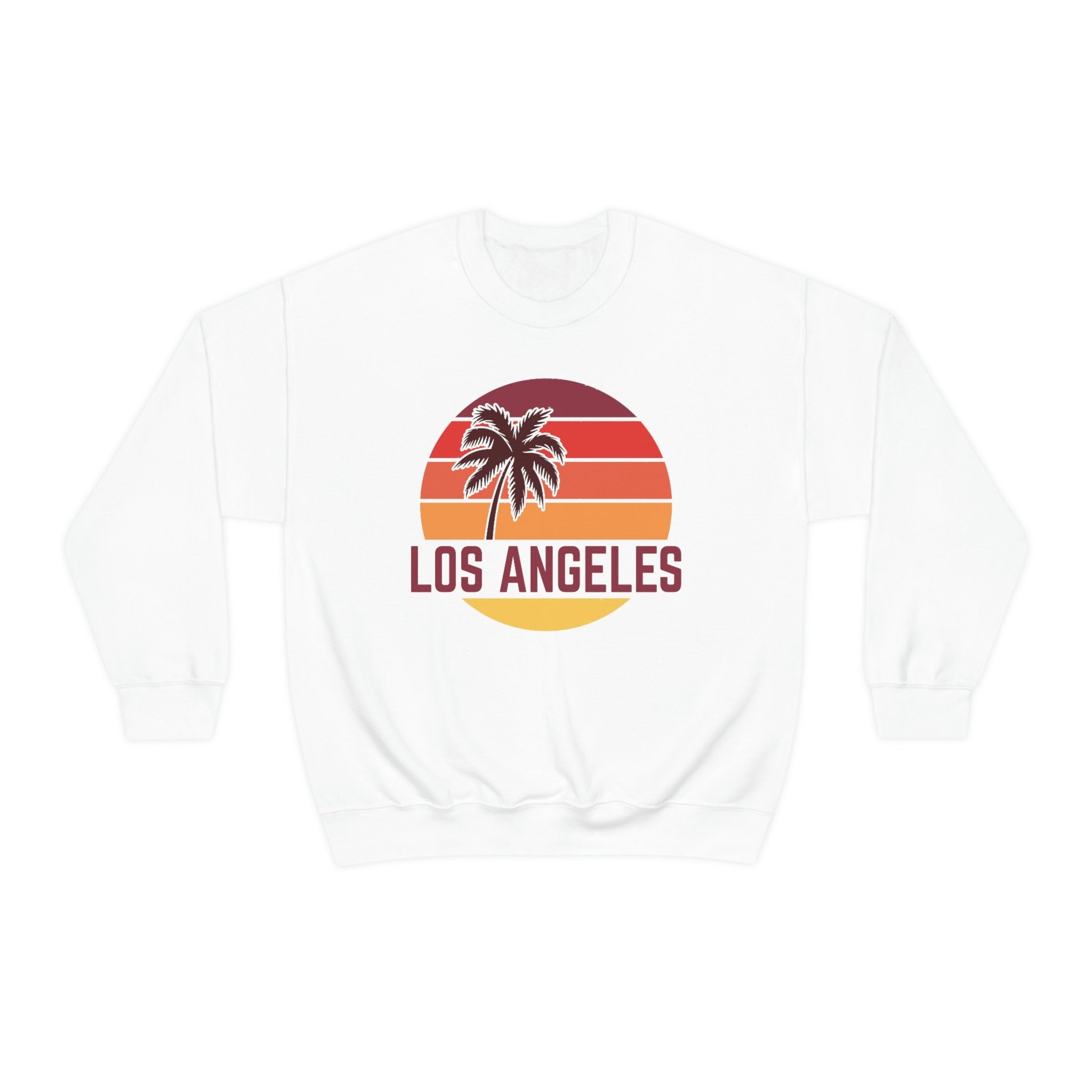 Los Angeles California Sweatshirt Unisex Retro Palm Tree Crewneck Los Angeles Sweatshirt Personalization Available Sweatshirt – Soft Feel · Perfect For Daily Wear