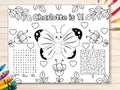 Editable Butterfly Birthday Party Placemat Butterfly Coloring Page Printable Butterfly Theme Birthday Party Activity Sheet Garden Party Graphic Tee – Warm & Stylish · Trending Graphic Apparel