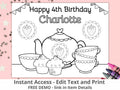 Editable Happy Birthday Coloring Page Tea Birthday Party Tea Party Favors Birthday High Tea Birthday Tea Party Coloring Sheet Tea Time TEA1 Graphic Tee – Easygoing Wear · Must-Have Style