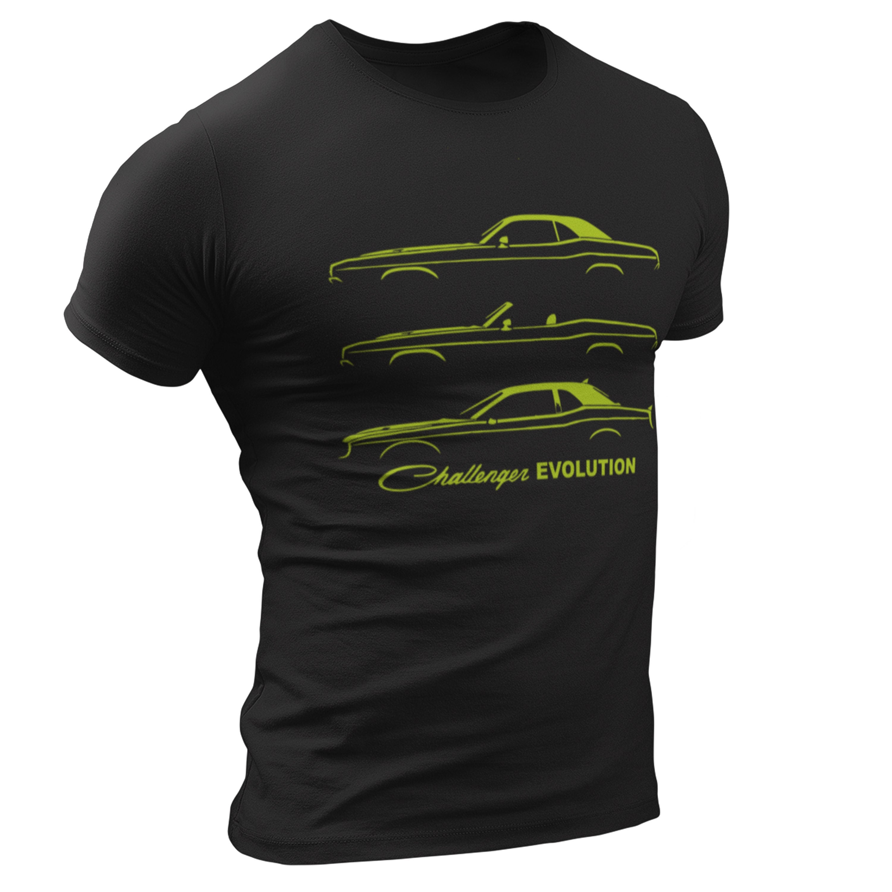 Dodge Challenger Evolution Lime on Black T Shirt Graphic Tee – Fan Favorite · Trending Graphic Apparel