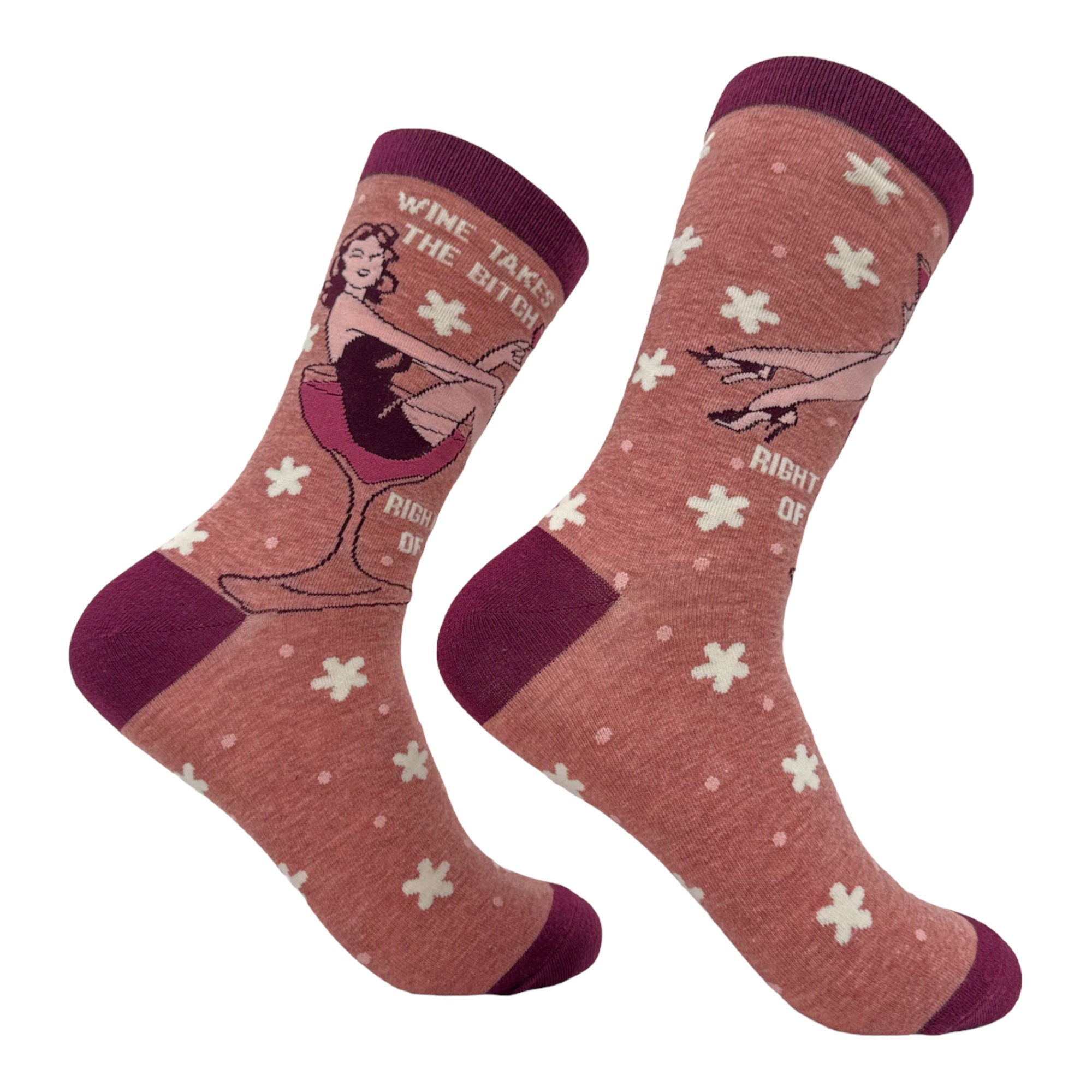 Wine Takes The Bitch Right Out Of Me Wine Socks Wine Drinking Socks Wine Lover Gifts Novelty Socks Funny Socks Wine Socks For Women Graphic Tee – Soft Feel · Perfect For Daily Wear