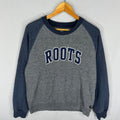 Vintage Roots Tag Roots Spellout BigLogo Embroidered Sweatshirt Crewneck Pullover Sweater Roots Canada Size Large Colour Dark Grey Sweatshirt – Bold Style · Trending Graphic Apparel