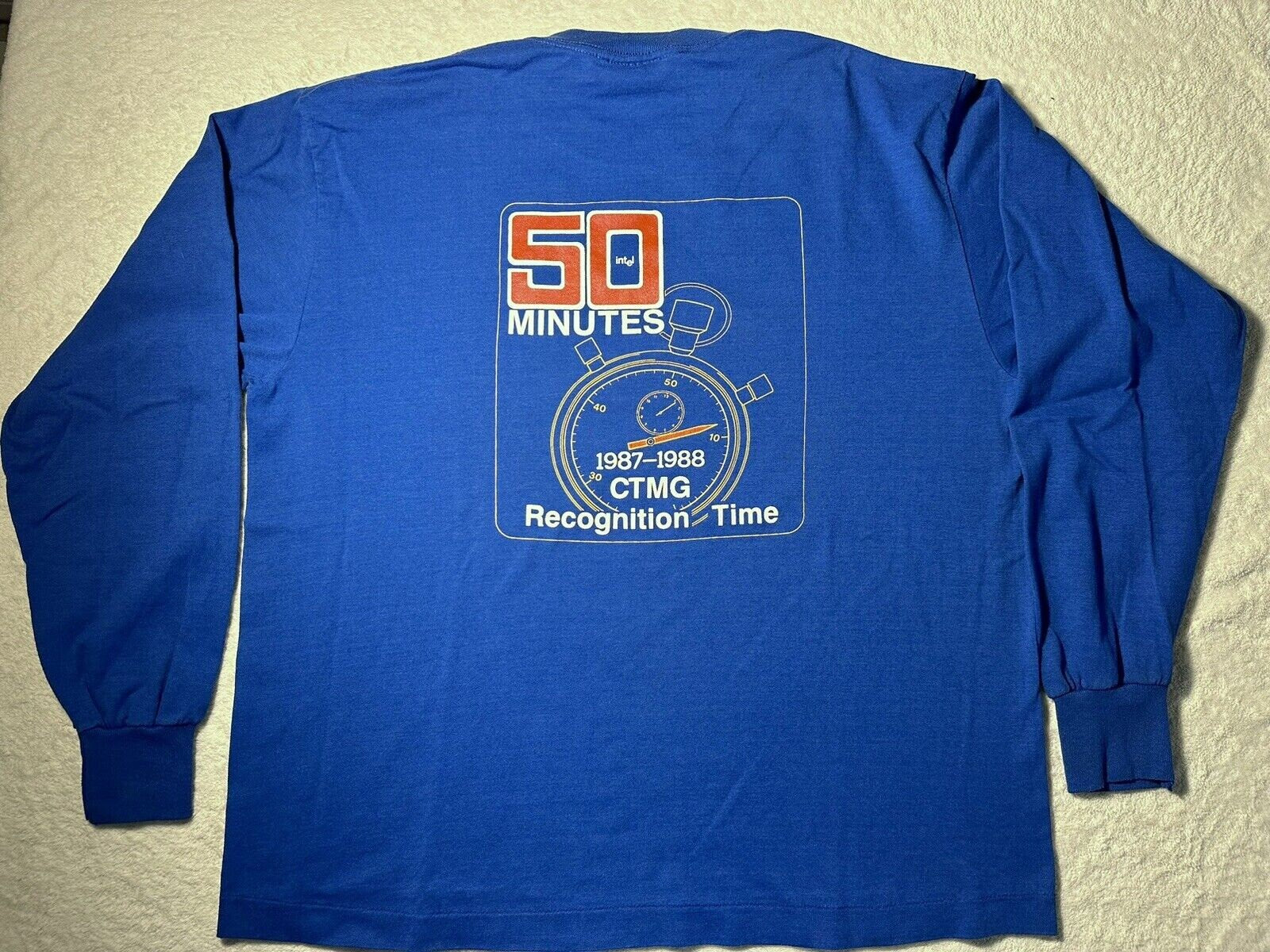 Vintage 1980s 80s Intel Technology Computers CTMG Recognition Time Employee Long Sleeve T Shirt M L Graphic Tee – Aesthetic Look · Great Gift For Fans