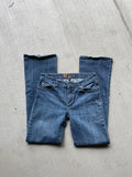 Y2K Mid Rise Flare Jeans Early 2000s Bootcut Denim Size 4 Graphic Tee – Easygoing Wear · Must-Have Style
