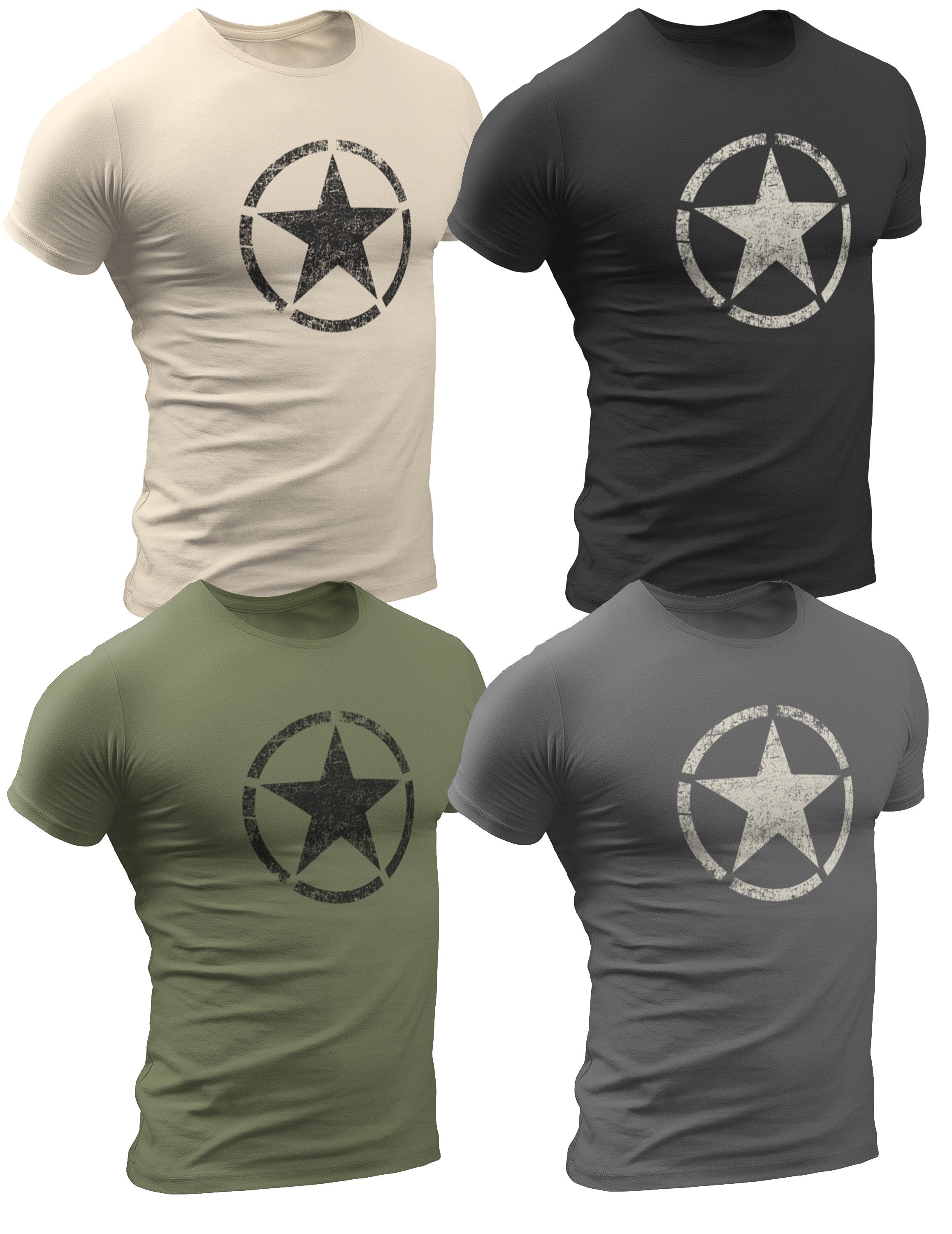 Vintage WW2 Willys Jeep US Army T Shirt 4 Pack for Men Graphic Tee – Warm & Stylish · Perfect For Daily Wear