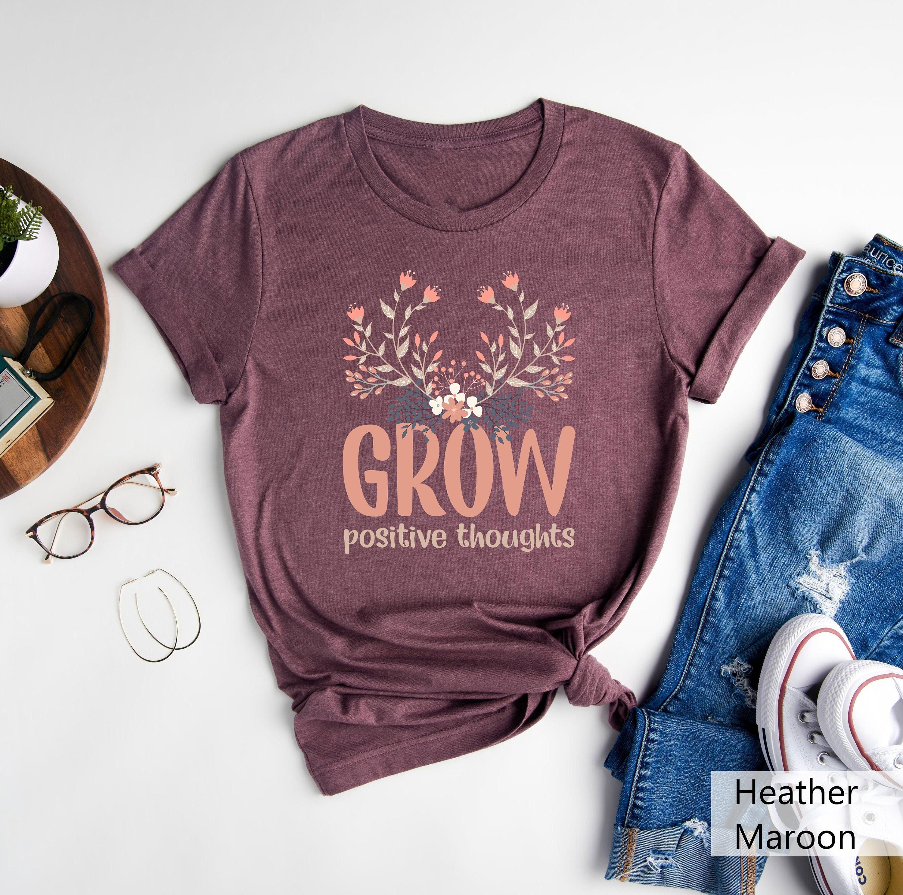 Grow Positive Thoughts Shirt Wildflower Shirt Teacher T ShirtMotivational ShirtMental Health TeeKindness ShirtCounselor TeeFlower Tee Graphic Tee – Cozy Vibes · Great Gift For Fans