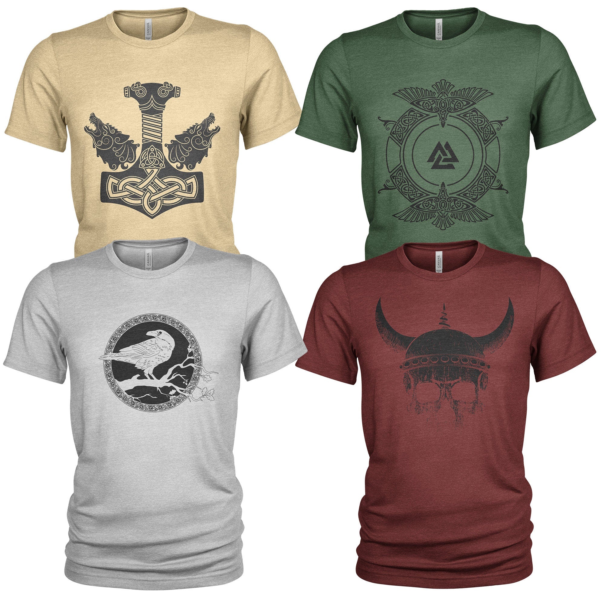 Vikings Valhalla Odin Norse Mythology Men39s 4 Pack T Shirt Graphic Tee – Everyday Comfort · Perfect For Daily Wear