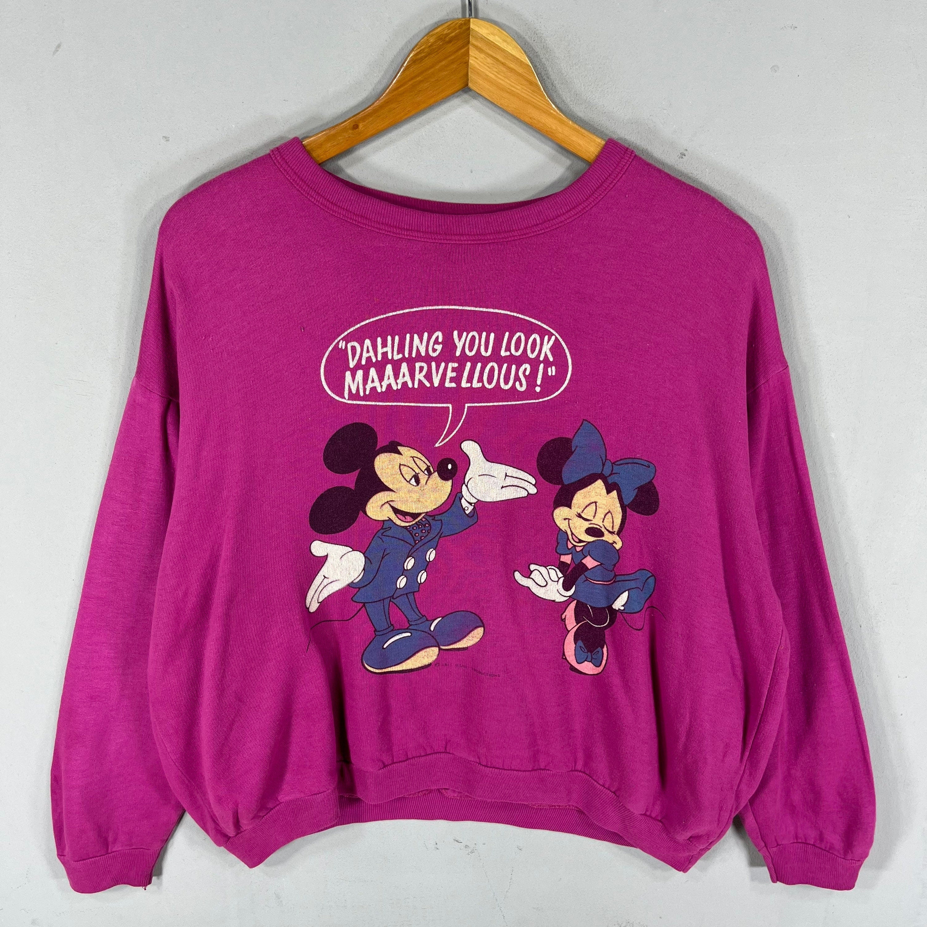 Vintage Disney Mickey and Minnie Big Logo Printed Sweatshirt Crewneck Pullover Sweater Walt Disney Colour Pink Size NA Sweatshirt – Premium Graphic · High-Quality Print