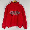 Vintage The Game Tag Lehigh Carbon Cougars Spellout BigLogo Printed Sweatshirt Turtleneck Quarter Zipper Sweater Colour Red Large Sweatshirt – Aesthetic Look · Perfect For Daily Wear