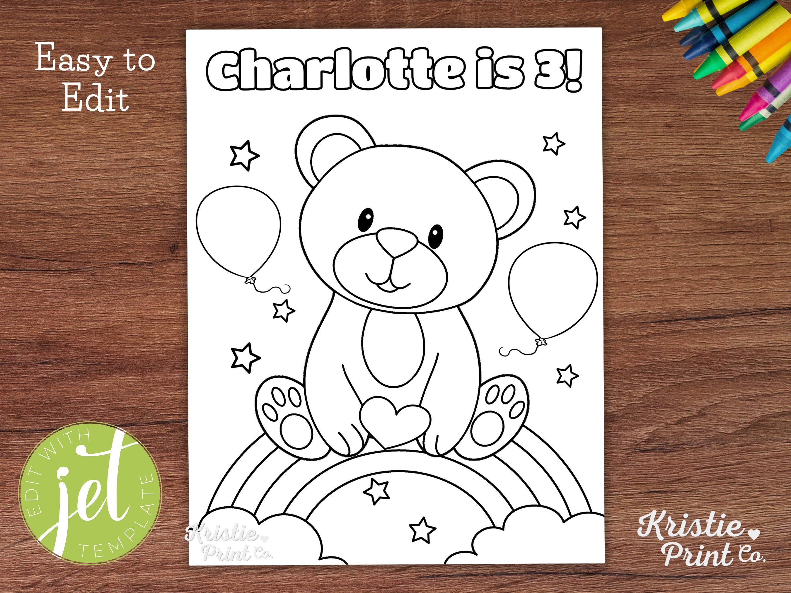 Editable Bear Birthday Favor Bear Coloring Page Printable Bear Theme Birthday Activity Sheet Teddy Bear Coloring Sheet for Kids Custom Graphic Tee – Premium Graphic · Top Pick For Any Outfit
