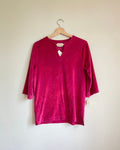 DEADSTOCK 60s Magenta Velour Short Sleeve Top Graphic Tee – Bold Style · High-Quality Print