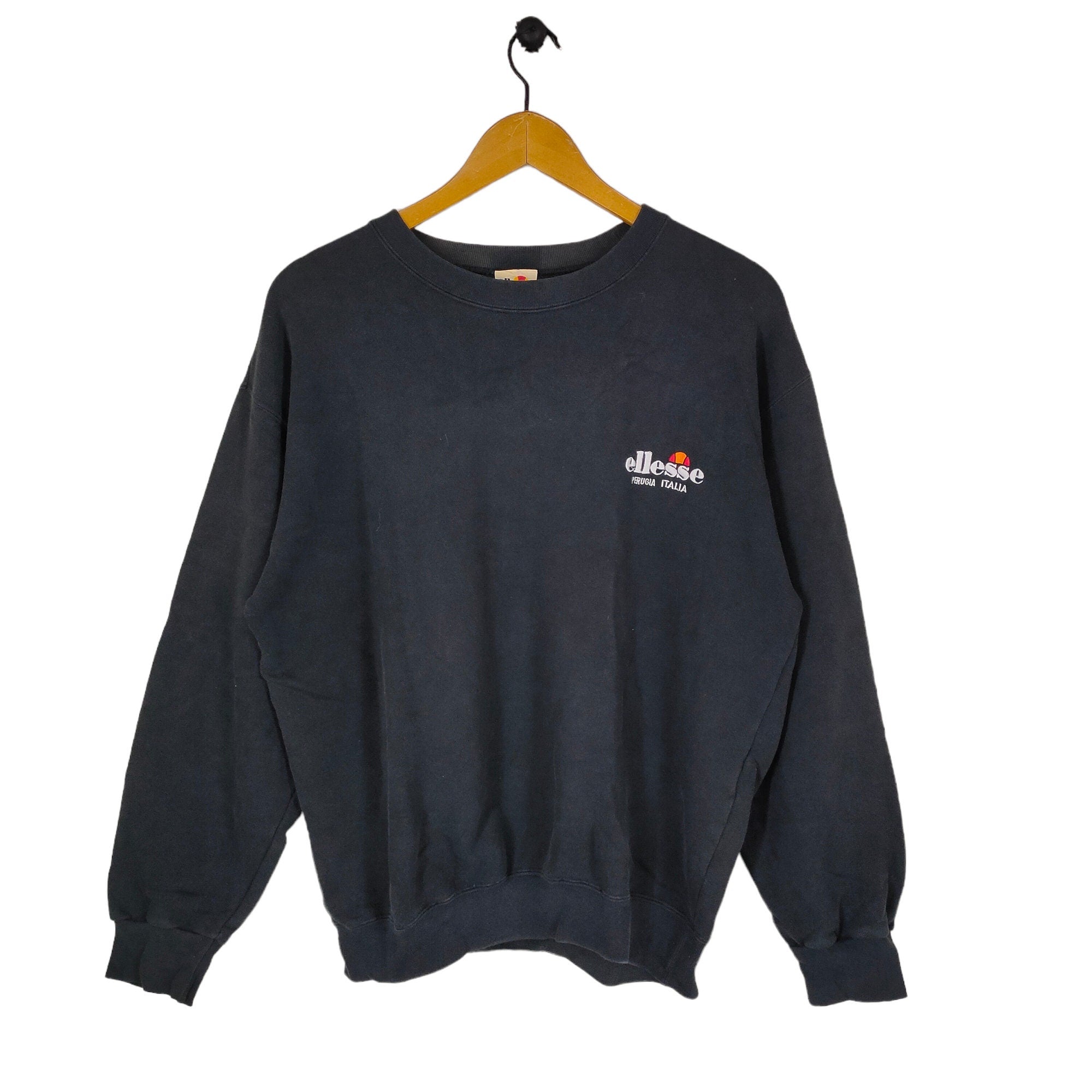 90s Ellesse Sweatshirt Medium Vintage Ellesse Sweater Jumper Crewneck Black Mens Size M Sweatshirt – Warm & Stylish · Top Pick For Any Outfit