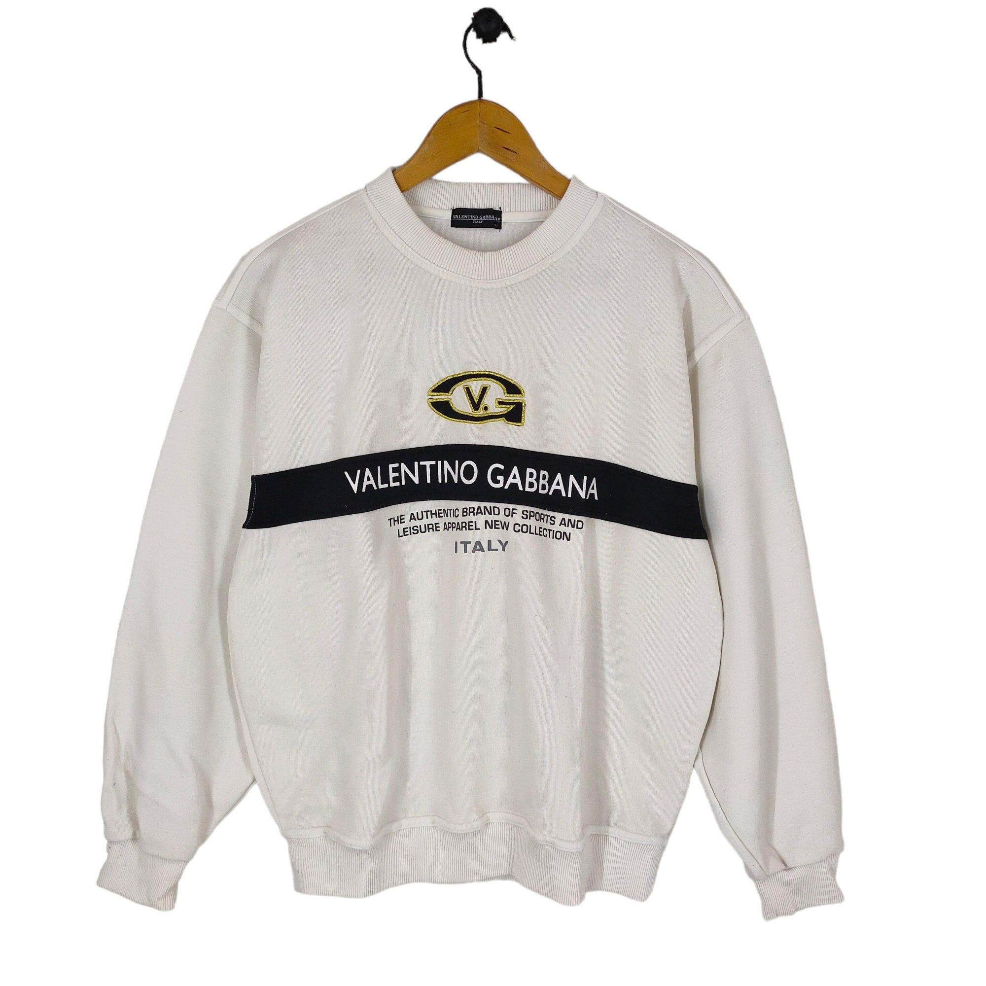 90s Valentino Gabbana Sweatshirt Medium Vintage Valentino Gabbana Italy Sweater Jumper Crewneck White Size M Sweatshirt – Soft Feel · Trending Graphic Apparel