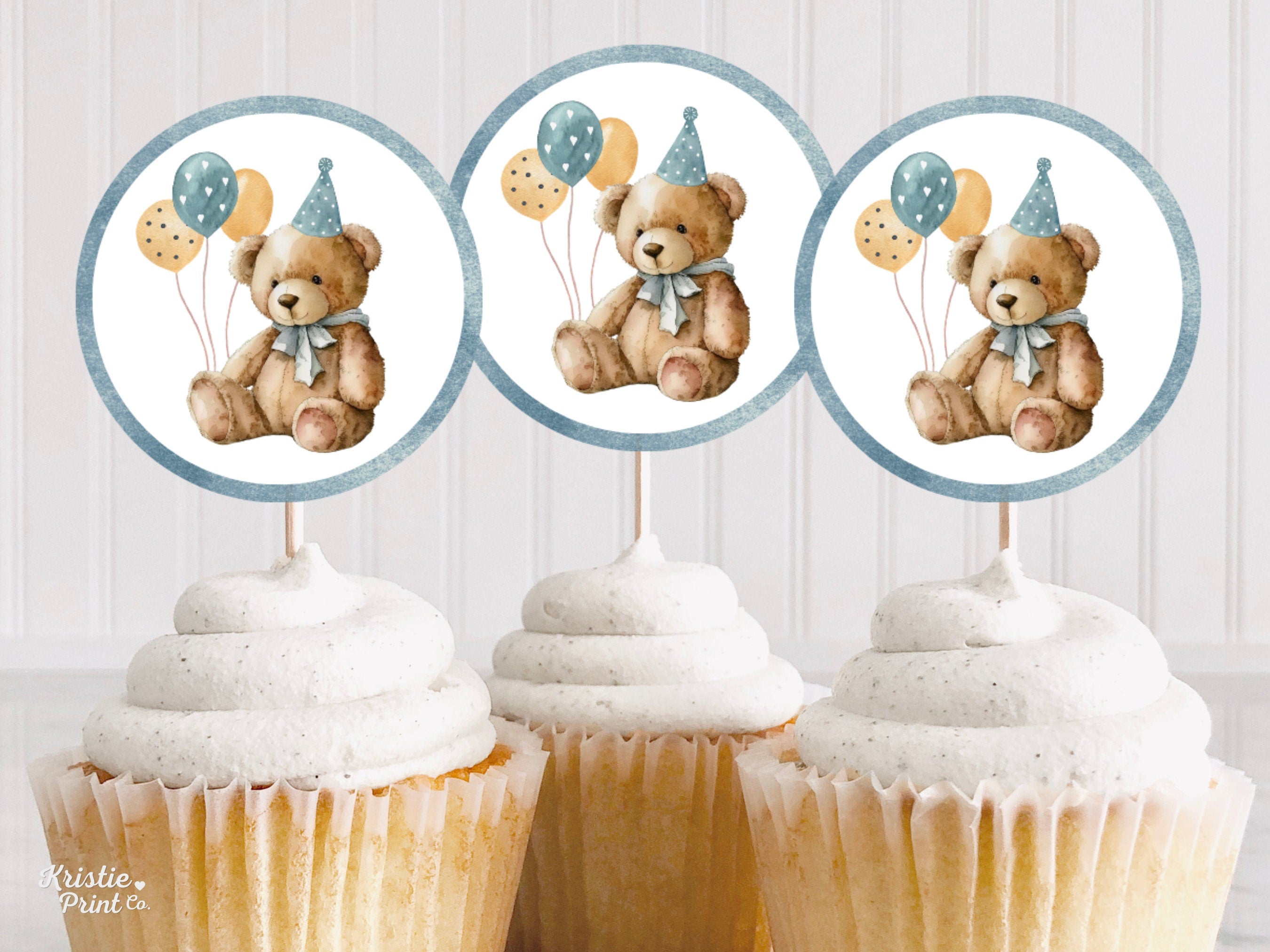 Teddy Bear Cupcake Toppers Bear Birthday Party Teddy Bear Party Decor Printable Topper Teddy Bear Baby Shower Bear Balloon Digital Graphic Tee – Everyday Comfort · Must-Have Style
