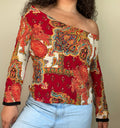 Textured Red Paisley Textured Crinkle Blouse Vintage Graphic Tee – Bold Style · Perfect For Daily Wear