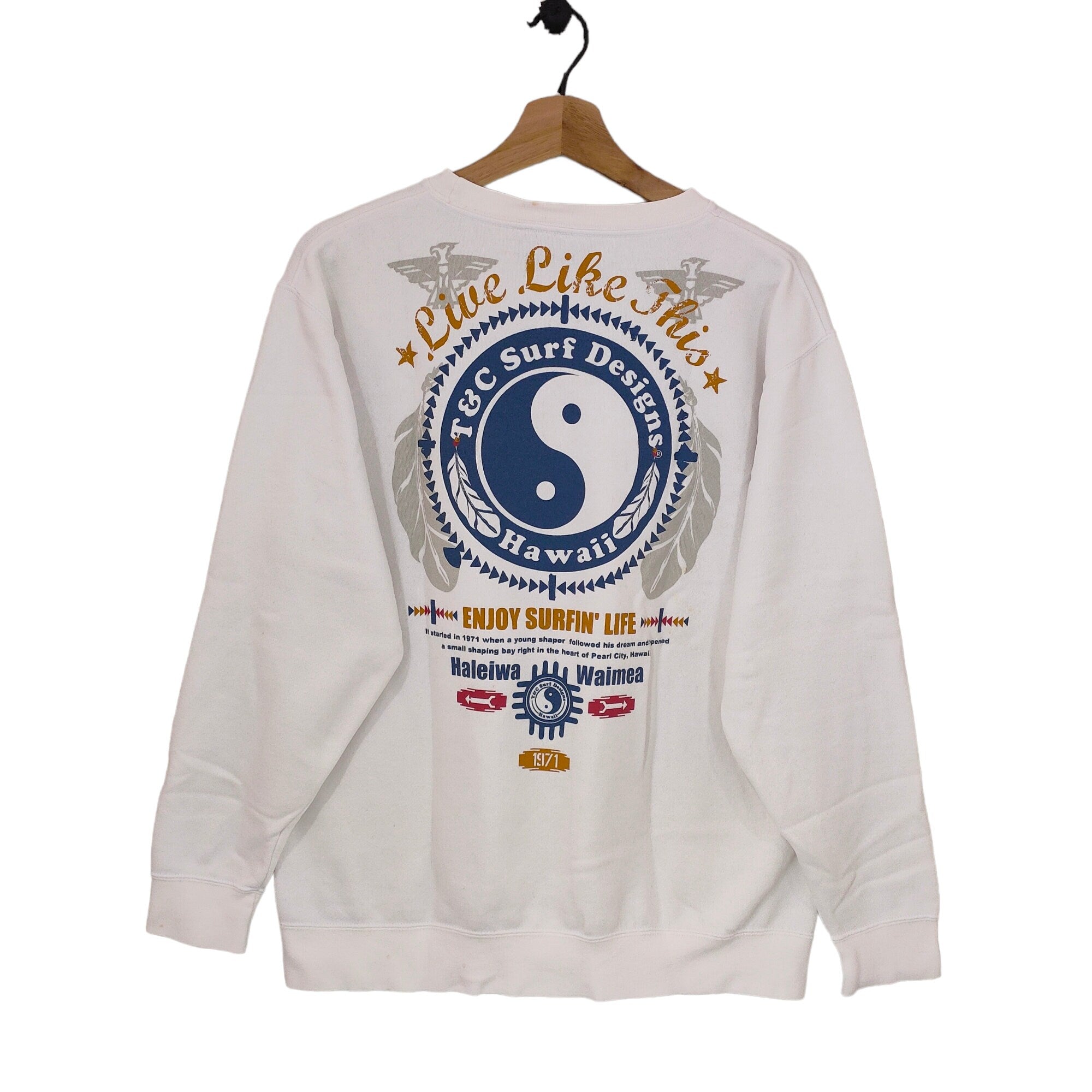 Vtg TC Surf Sweatshirt Vintage Tnc Surf Sweater Jumper Pullover Crewneck White Sweatshirt – Warm & Stylish · Perfect For Daily Wear