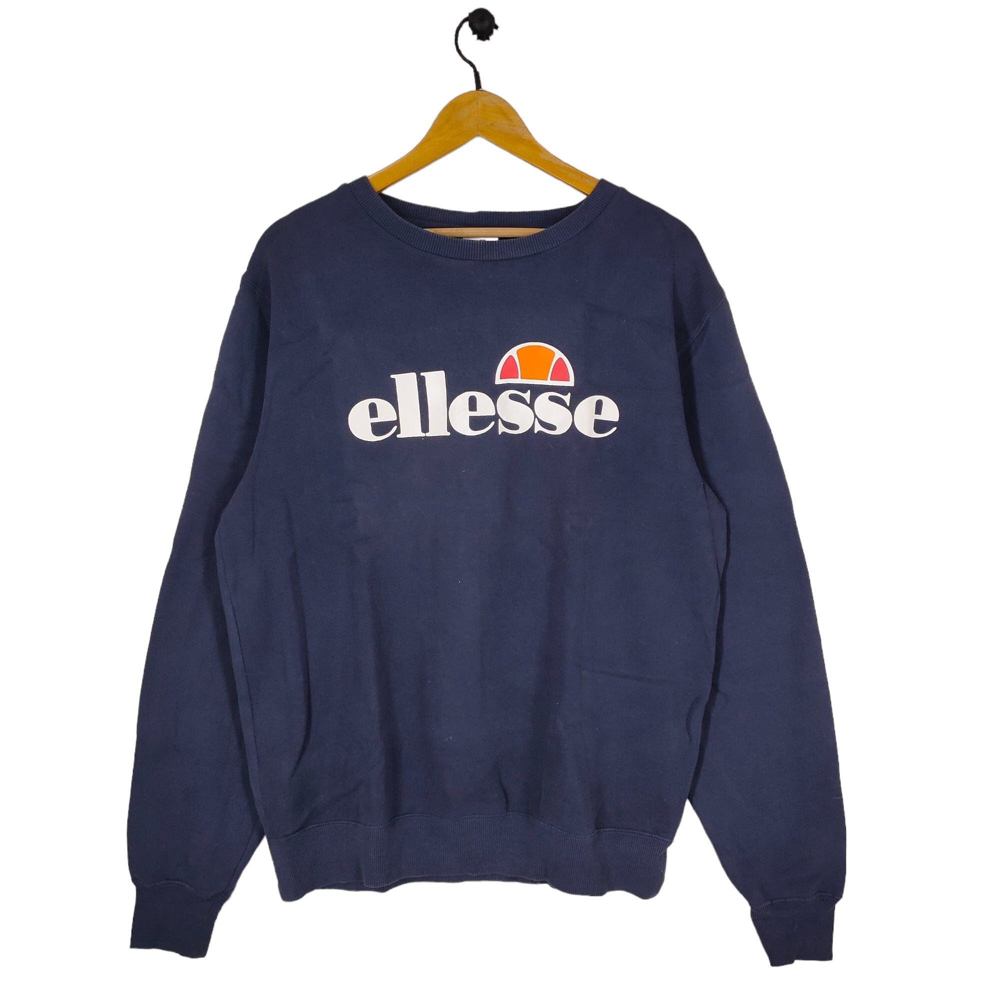 Y2K Ellesse Sweatshirt Large Vintage Ellesse Sweater Jumper Crewneck Navy Blue Size L Sweatshirt – Premium Graphic · Great Gift For Fans