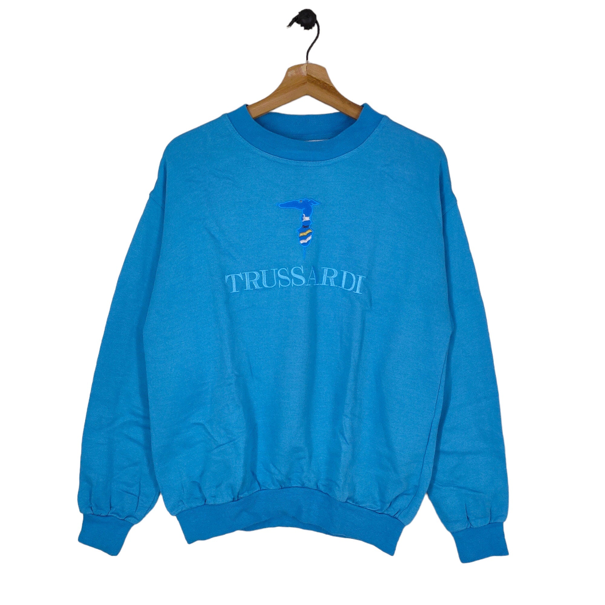 Vtg 90s Trussardi Sweatshirt Vintage Trussardi Embroidery Sweater Jumper Crewneck Blue Sweatshirt – Fan Favorite · Trending Graphic Apparel