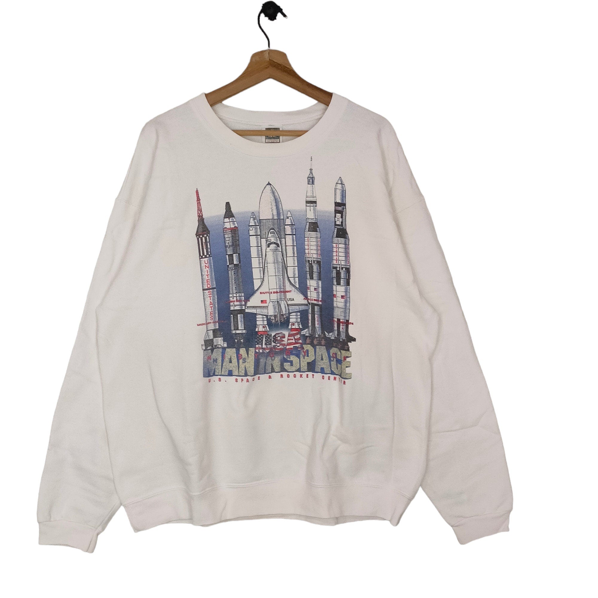90s History Of US Space And Rocket Center Sweatshirt X Large Vintage Apollo Sweater Jumper Crewneck White Size XL Sweatshirt – Everyday Comfort · Must-Have Style