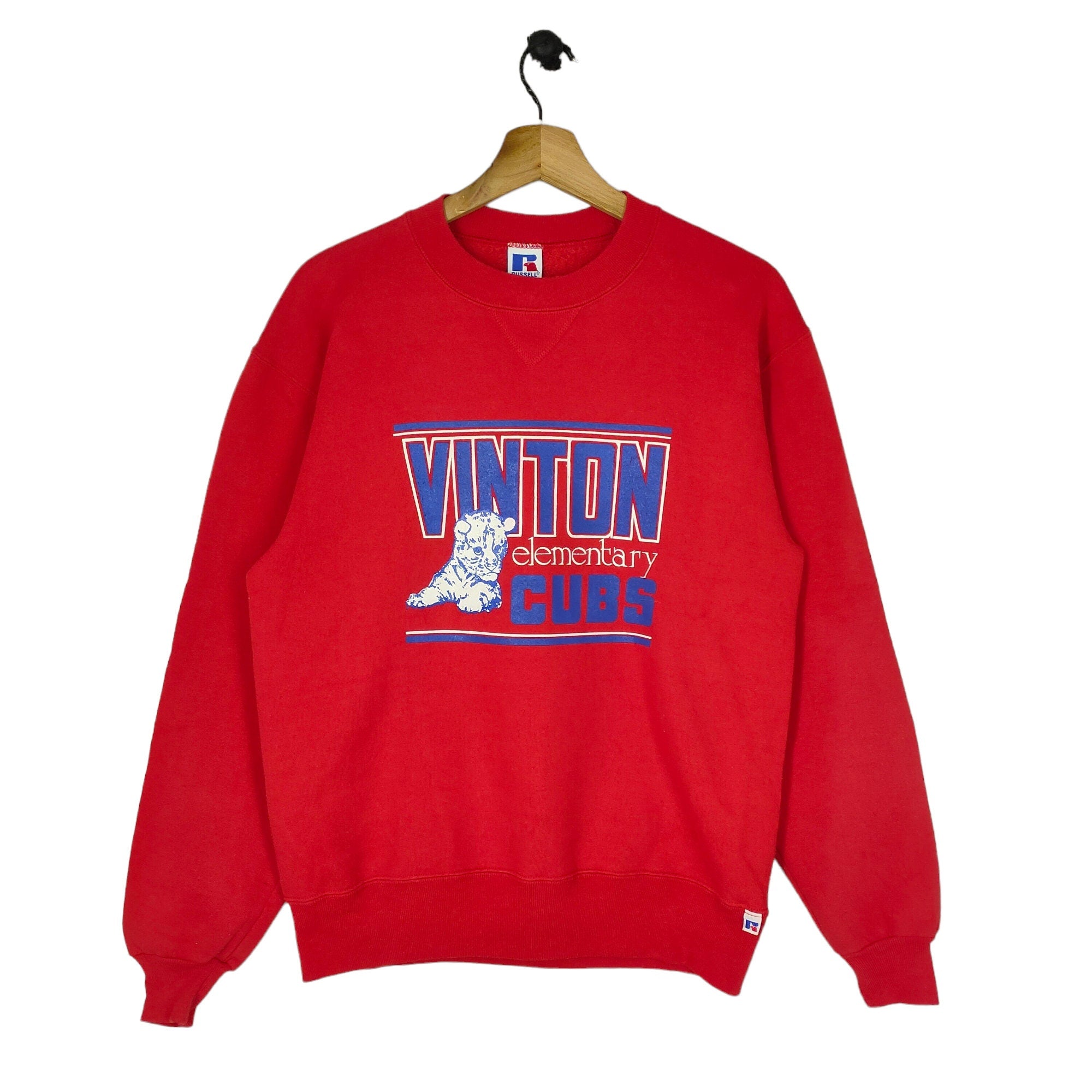 90s Vinton Elementary School Cubs Sweatshirt Medium Vintage Russell Athletic Sweater Jumper Crewneck Red Size M Sweatshirt – Soft Feel · Trending Graphic Apparel