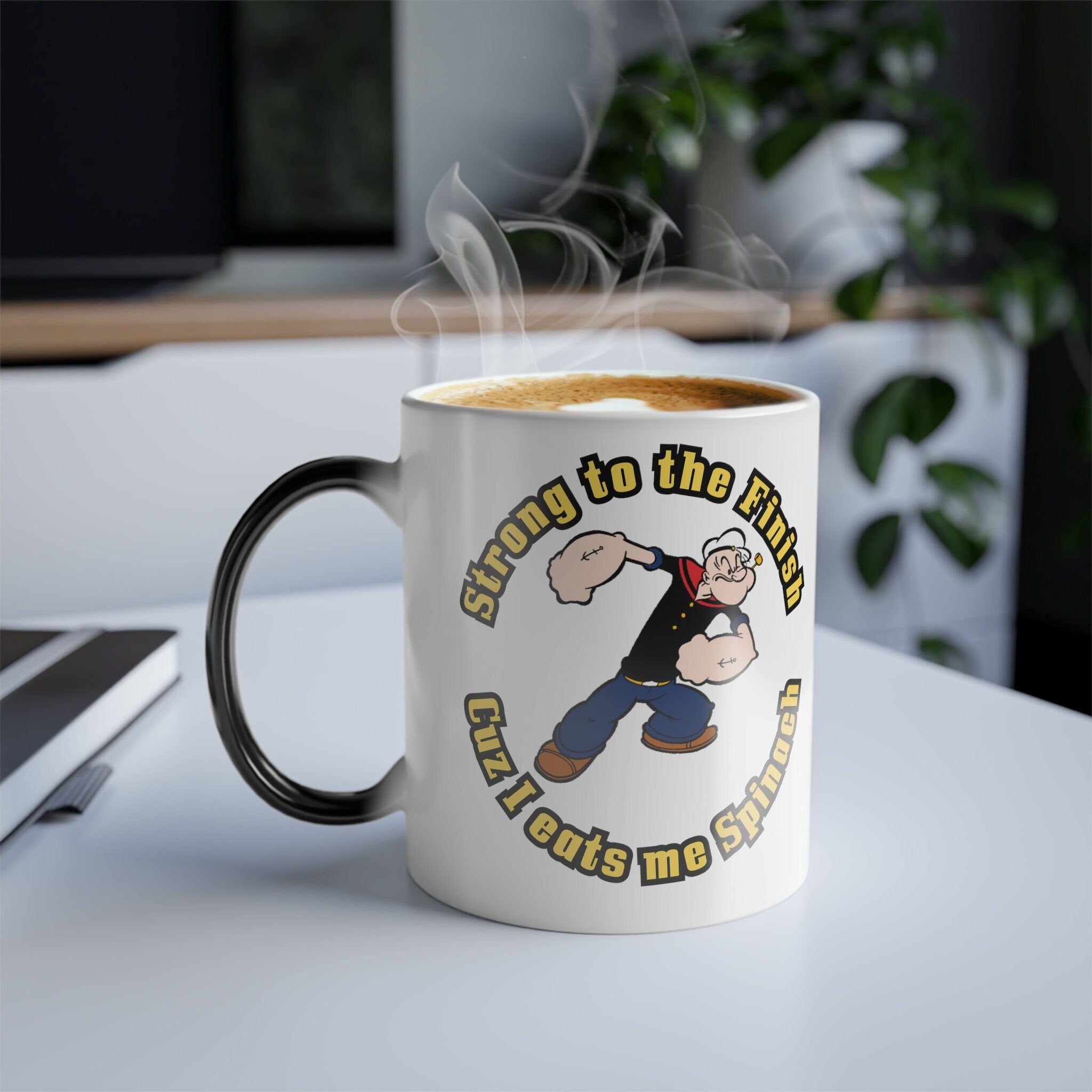 Popeye quotStrong to the Finishquot Color Morphing Ceramic Mug 11 oz Graphic Tee – Warm & Stylish · Perfect For Daily Wear