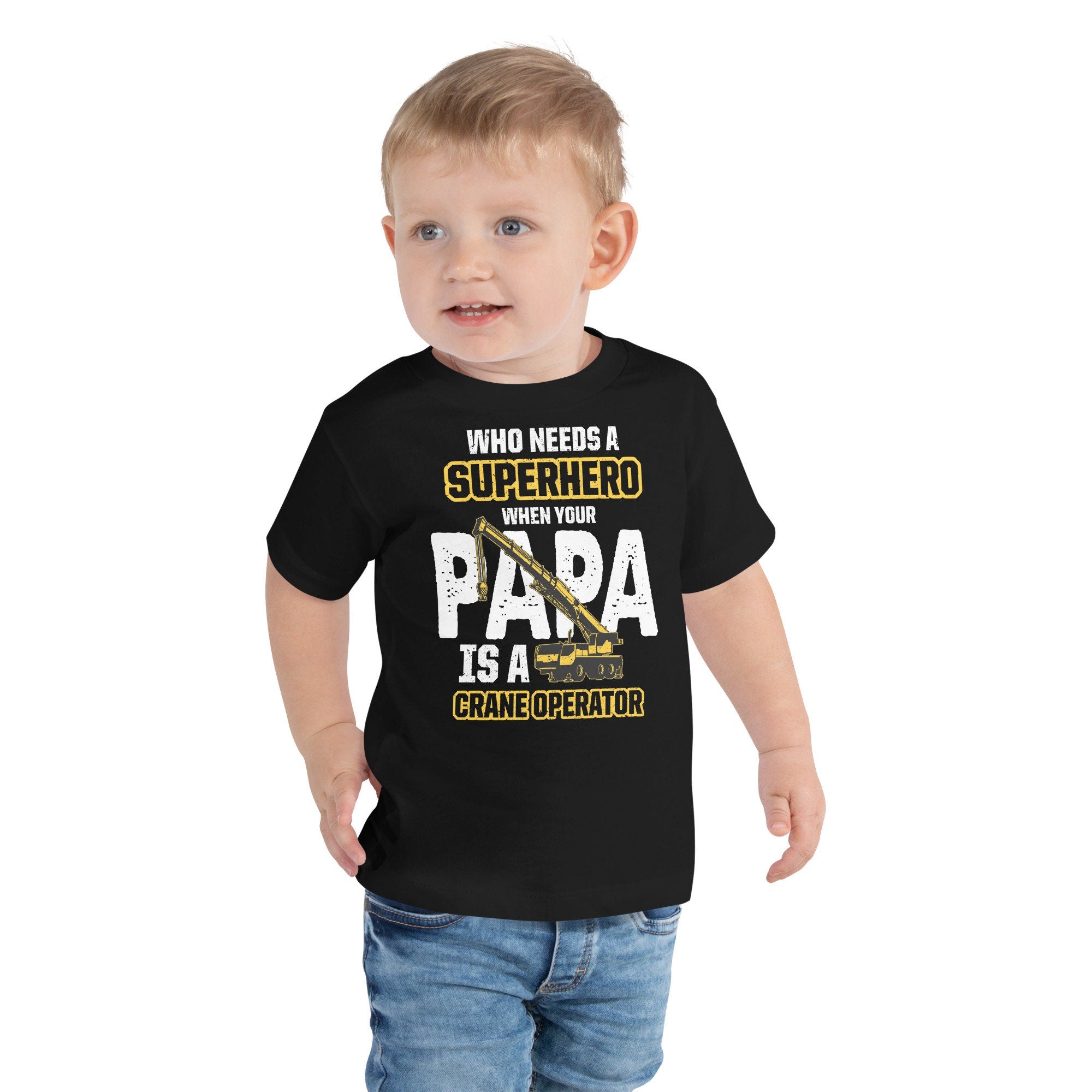 Crane Operator Dad Toddler Shirt Short Superhero Dad Crane Operator Kids Graphic Tee – Cozy Vibes · High-Quality Print