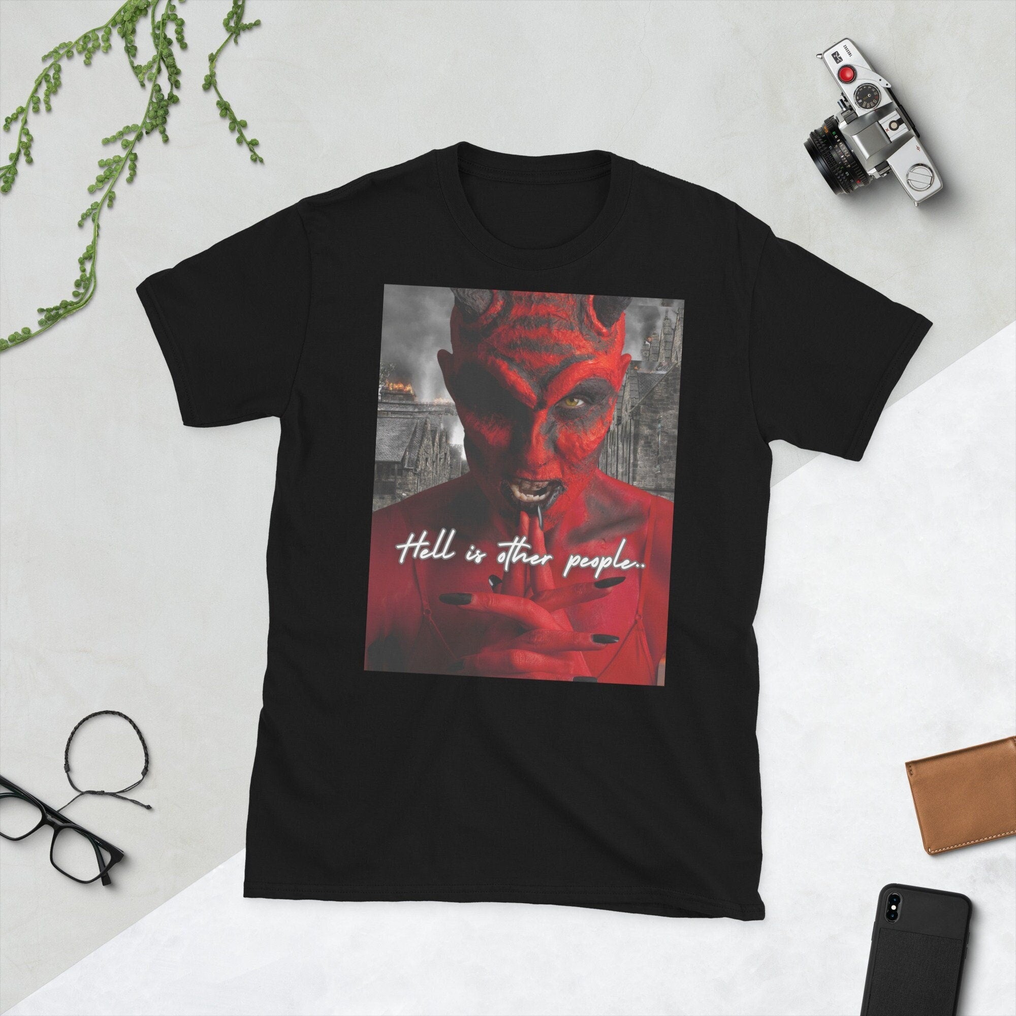 Hell Is Other People Short Sleeve Unisex T Shirt Graphic Tee – Fan Favorite · Trending Graphic Apparel