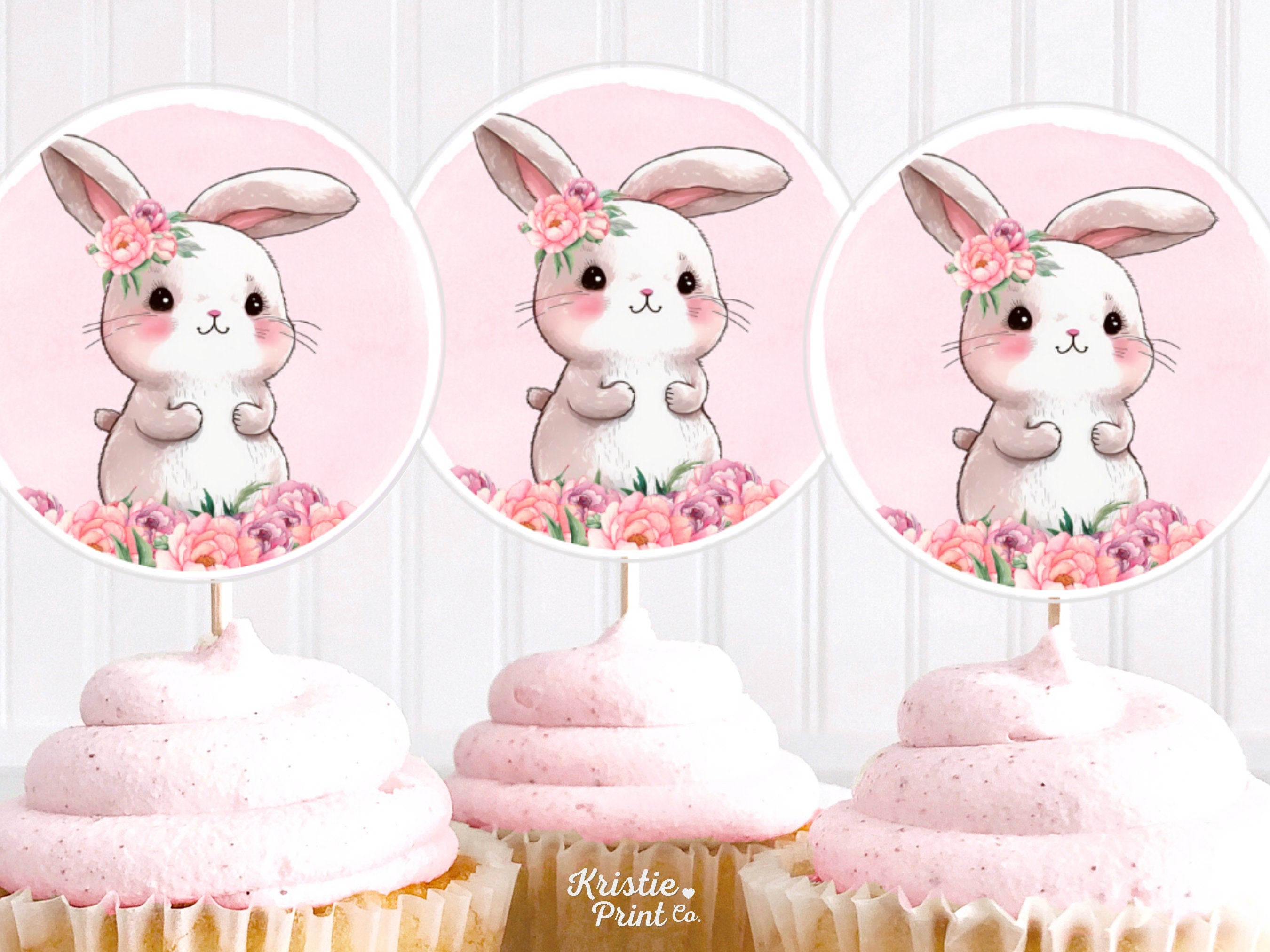 Bunny Cupcake Toppers Bunny Birthday Bunny Easter Decor Bunny Party Decorations First Birthday 2nd Birthday Ideas Printable Toppers BUNNY1 Graphic Tee – Bold Style · High-Quality Print