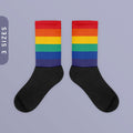 Rainbow Socks Black Foot Sublimated Socks LGBTQ Pride Socks Gay Pride Socks Ally Pride Socks Pride Month Socks Pride March Socks Graphic Tee – Aesthetic Look · Perfect For Daily Wear