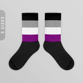 Asexual Flag Color Socks Black Foot Sublimated Socks Asexual Pride Socks LGBTQIA Asexual Pride Flag Asexual Aromantic Pride Wear Graphic Tee – Everyday Comfort · High-Quality Print