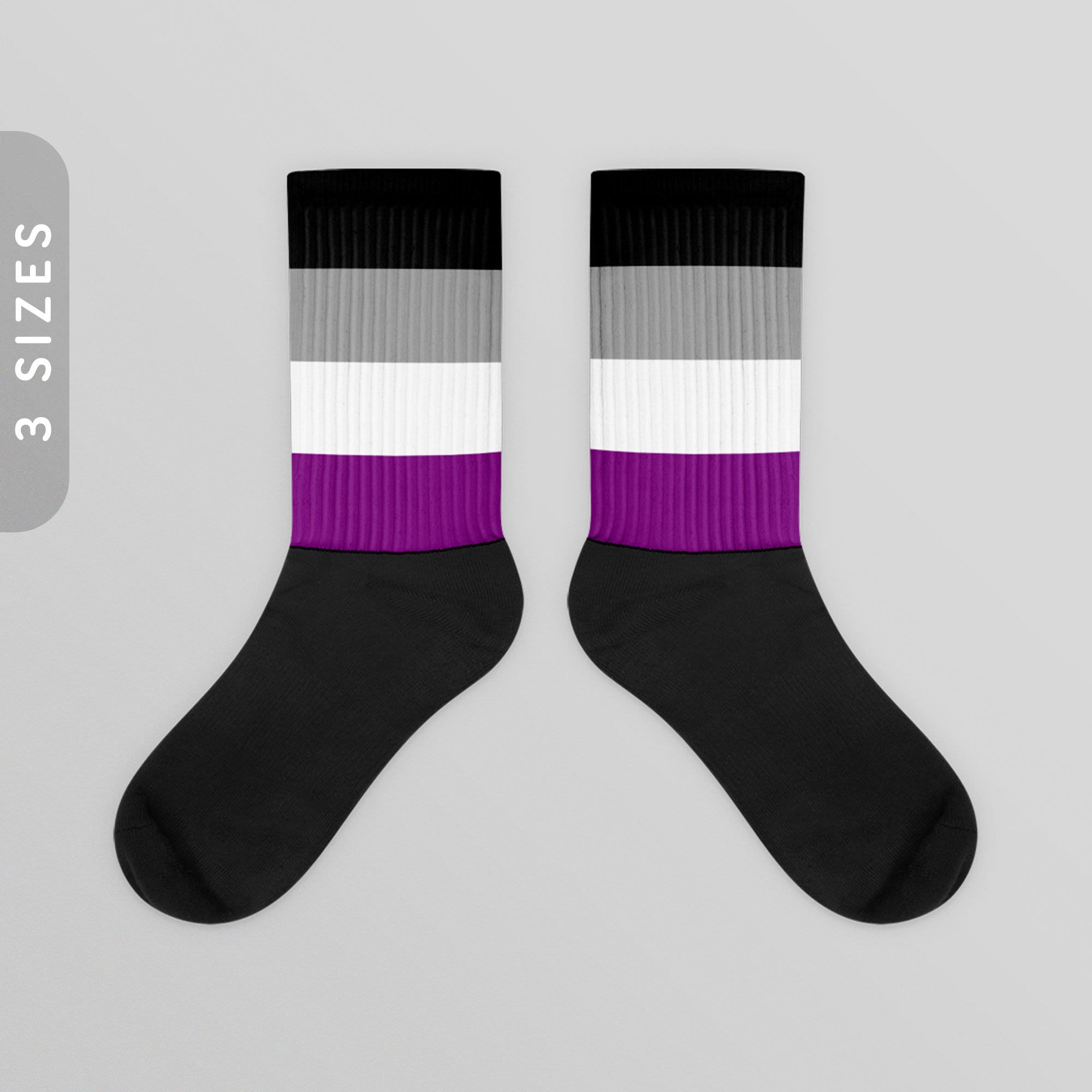 Asexual Flag Color Socks Black Foot Sublimated Socks Asexual Pride Socks LGBTQIA Asexual Pride Flag Asexual Aromantic Pride Wear Graphic Tee – Everyday Comfort · High-Quality Print